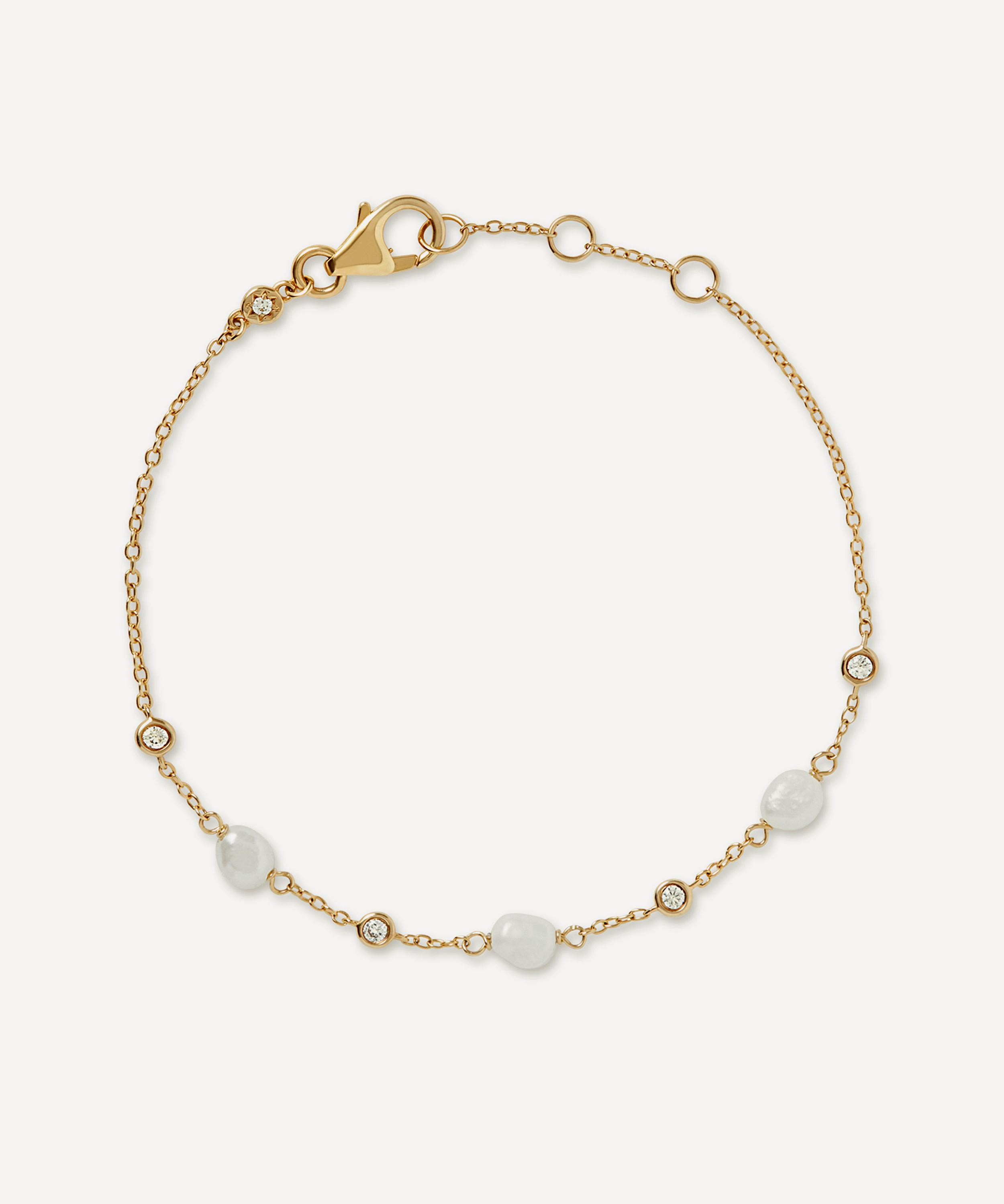 Astley Clarke - 18ct Gold-Plated Vermeil Silver Pearl and Sapphire Station Bracelet image number 0