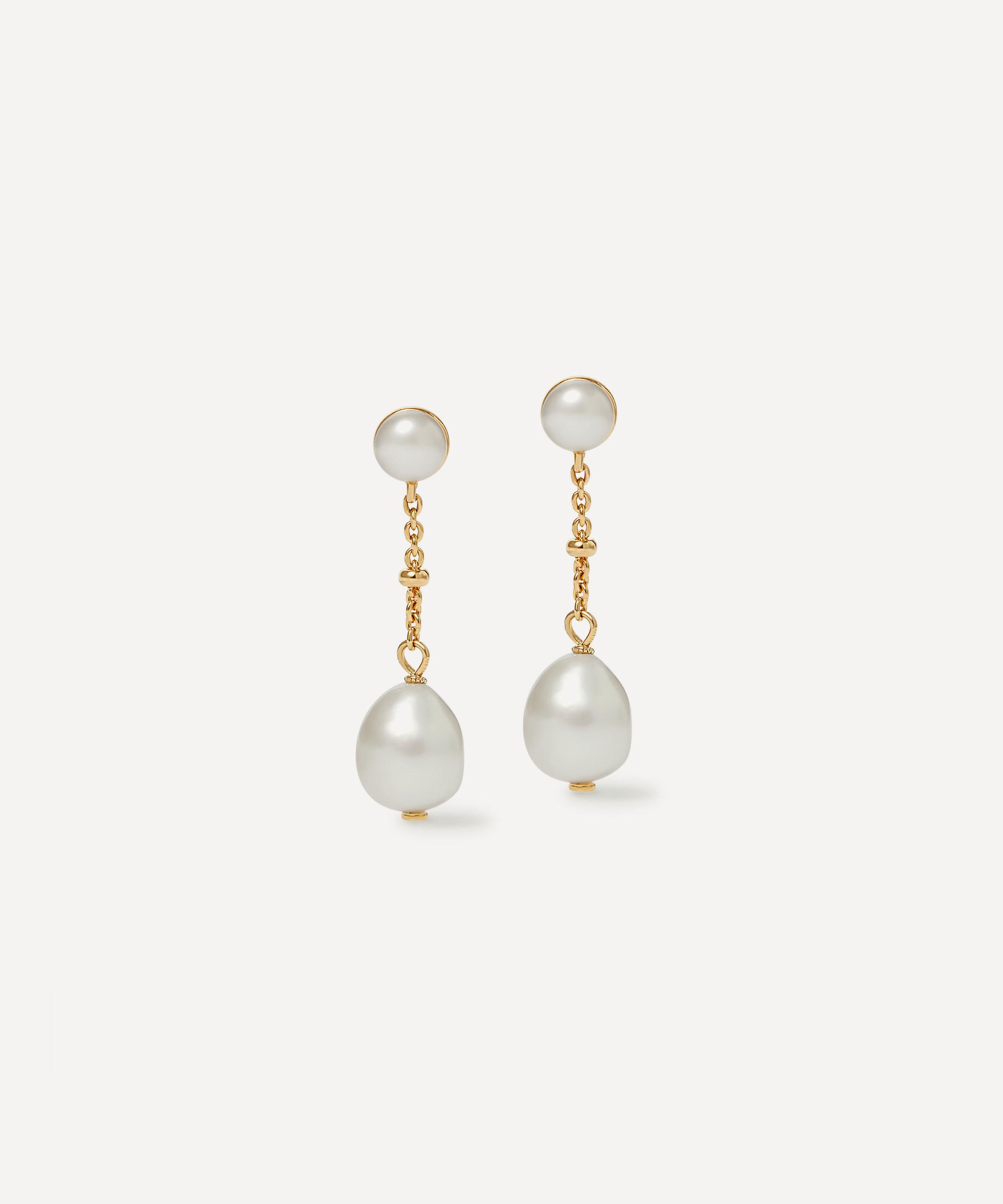 Astley Clarke - 18ct Gold-Plated Vermeil Silver Pearl Chain Stud Earrings image number 0