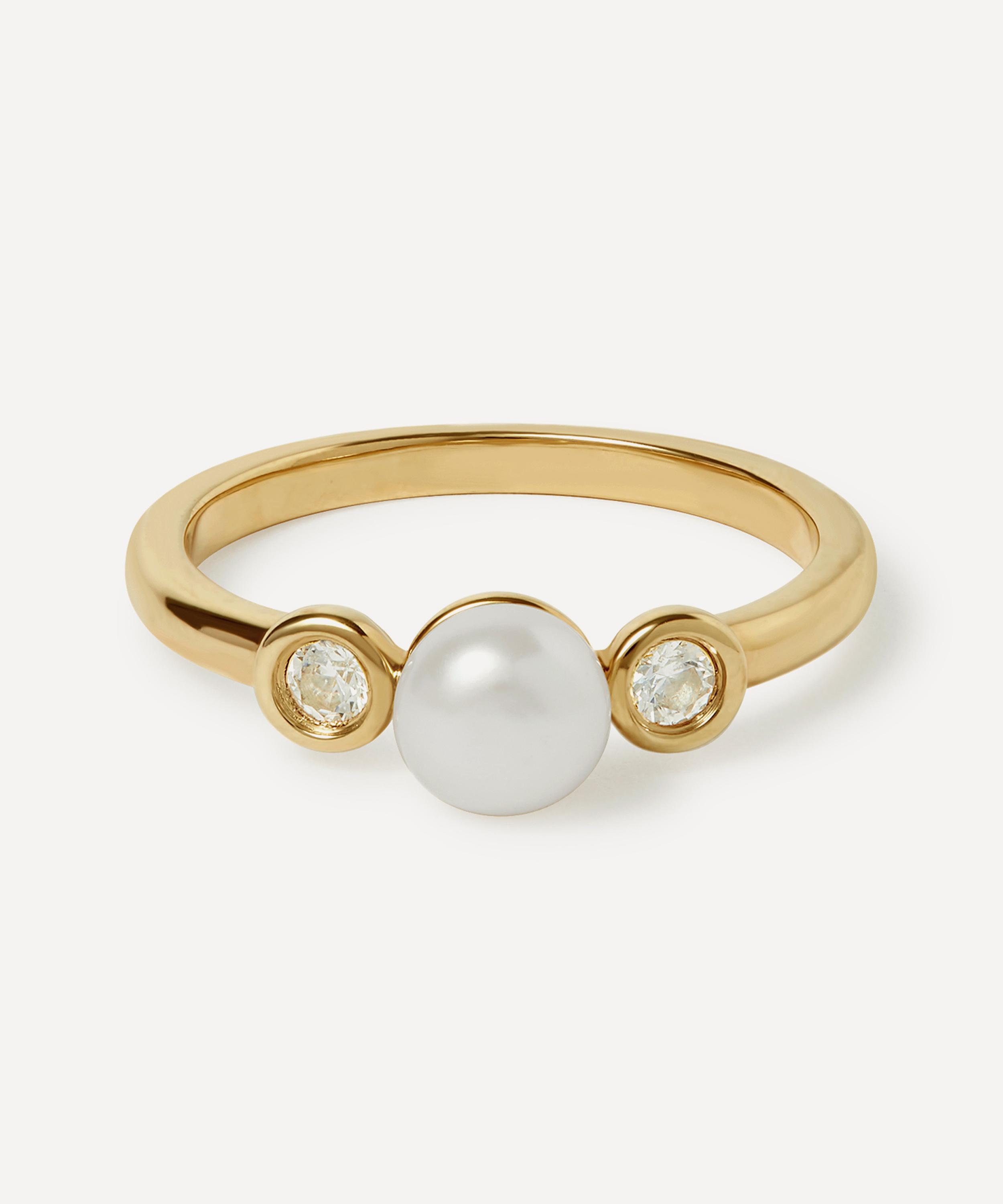 Astley Clarke - 18ct Gold-Plated Vermeil Silver Pearl and Sapphire Ring image number 0