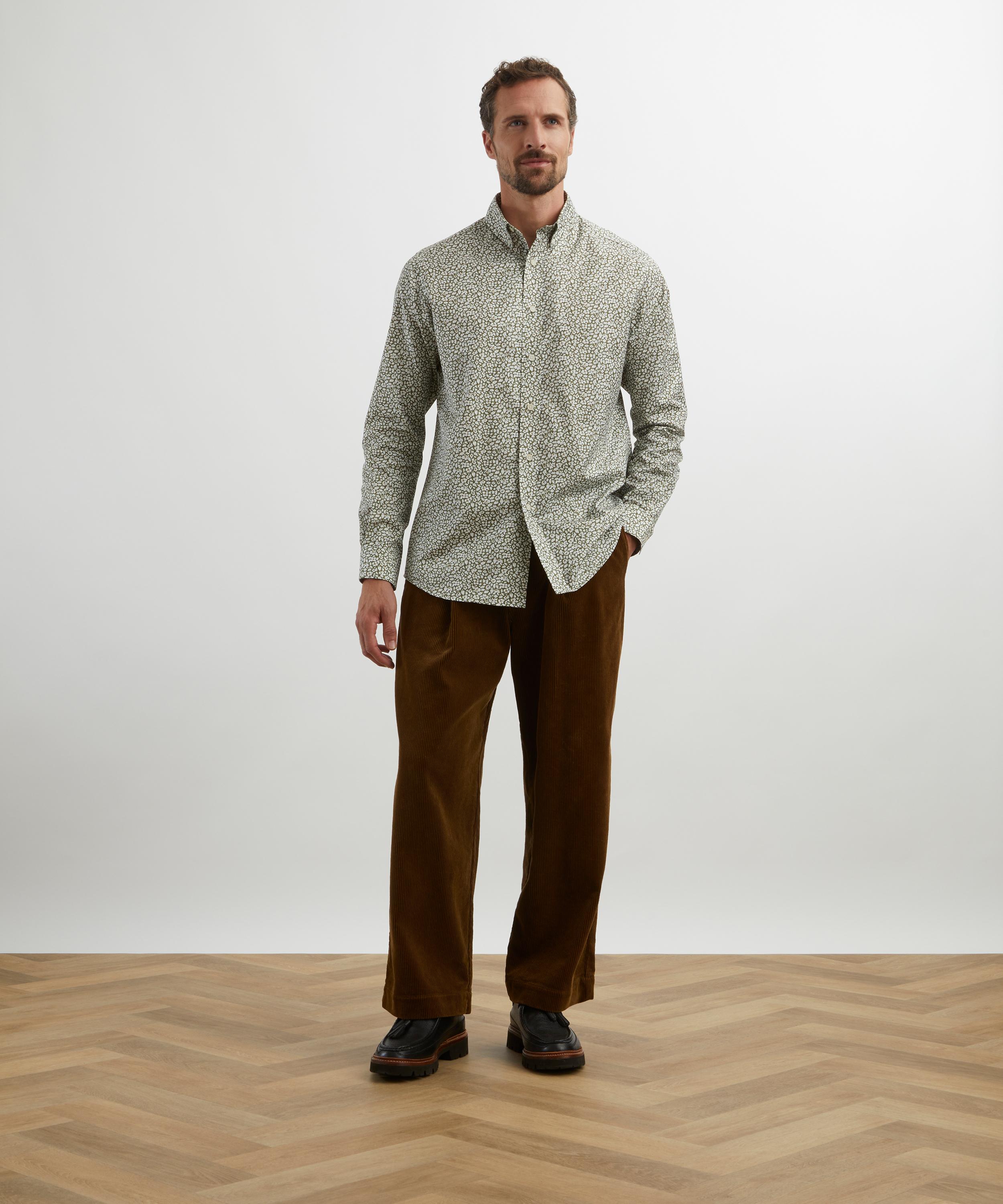Liberty - Button-Down Regular Fit Cotton Shirt in Feather Meadow image number 1