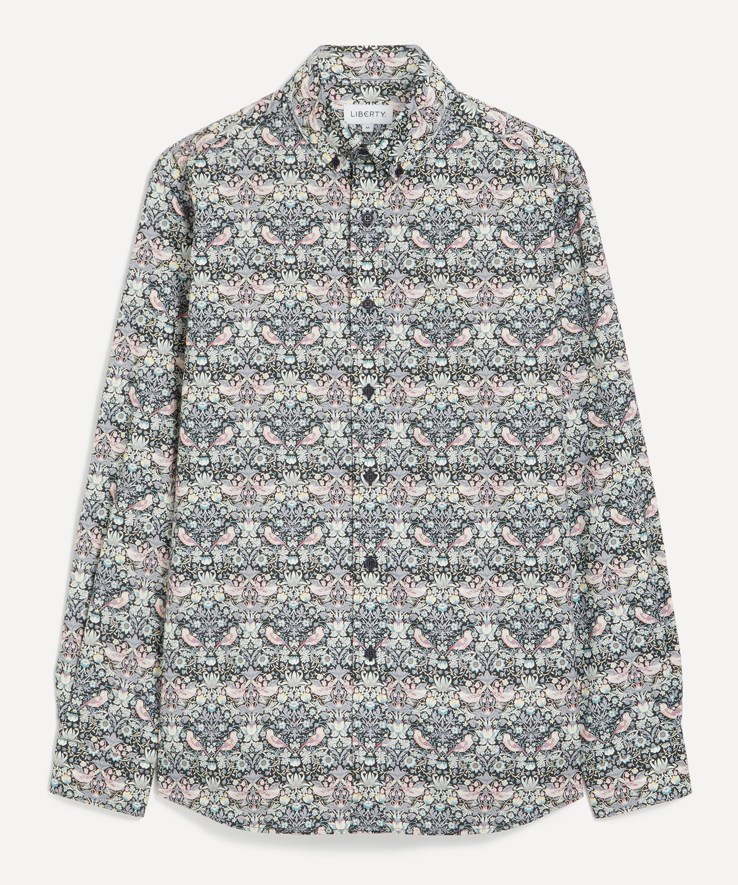 Liberty - Button-Down Regular Fit Cotton Shirt in Strawberry Thief 