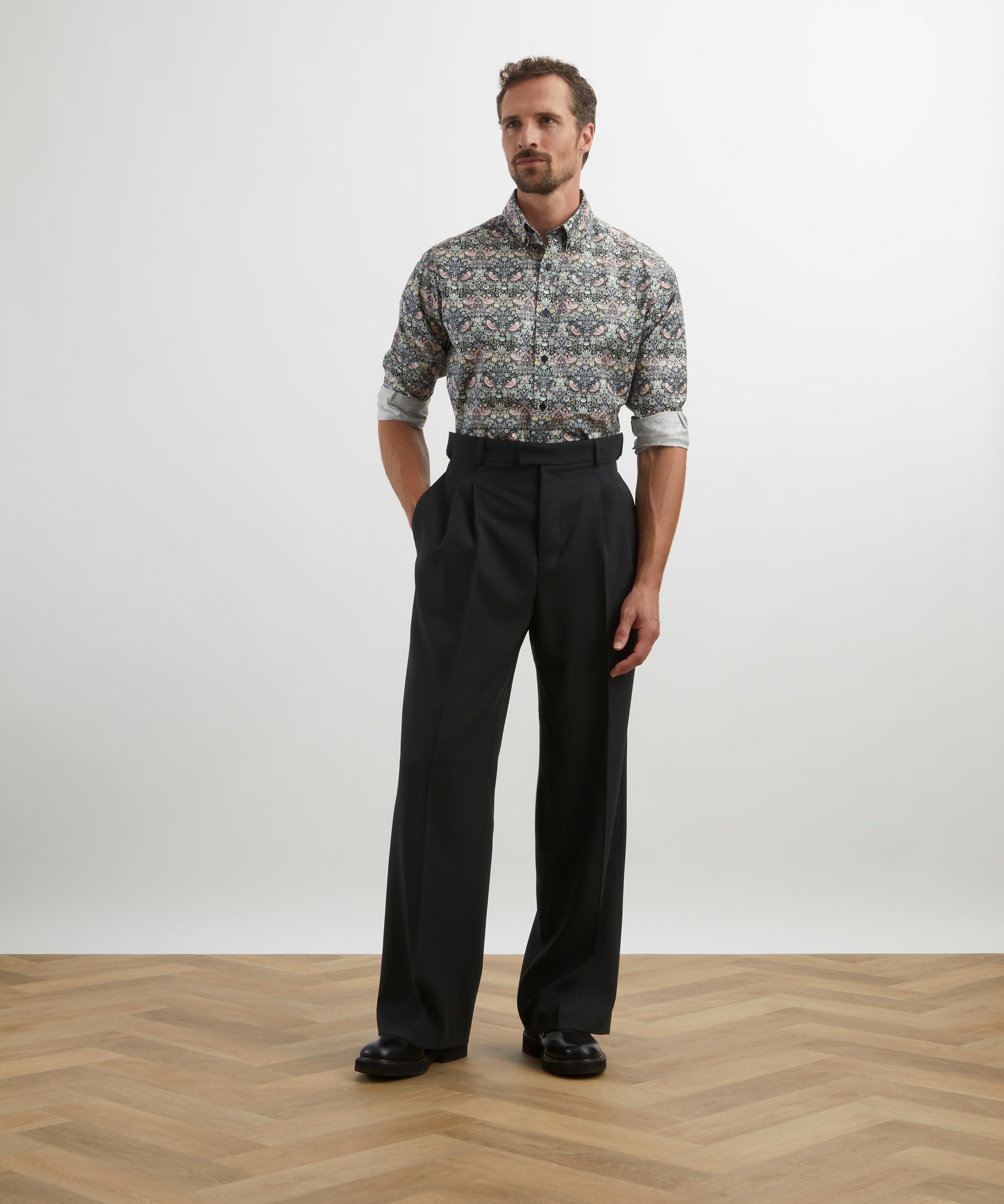 Liberty - Button-Down Regular Fit Cotton Shirt in Strawberry Thief  image number 1