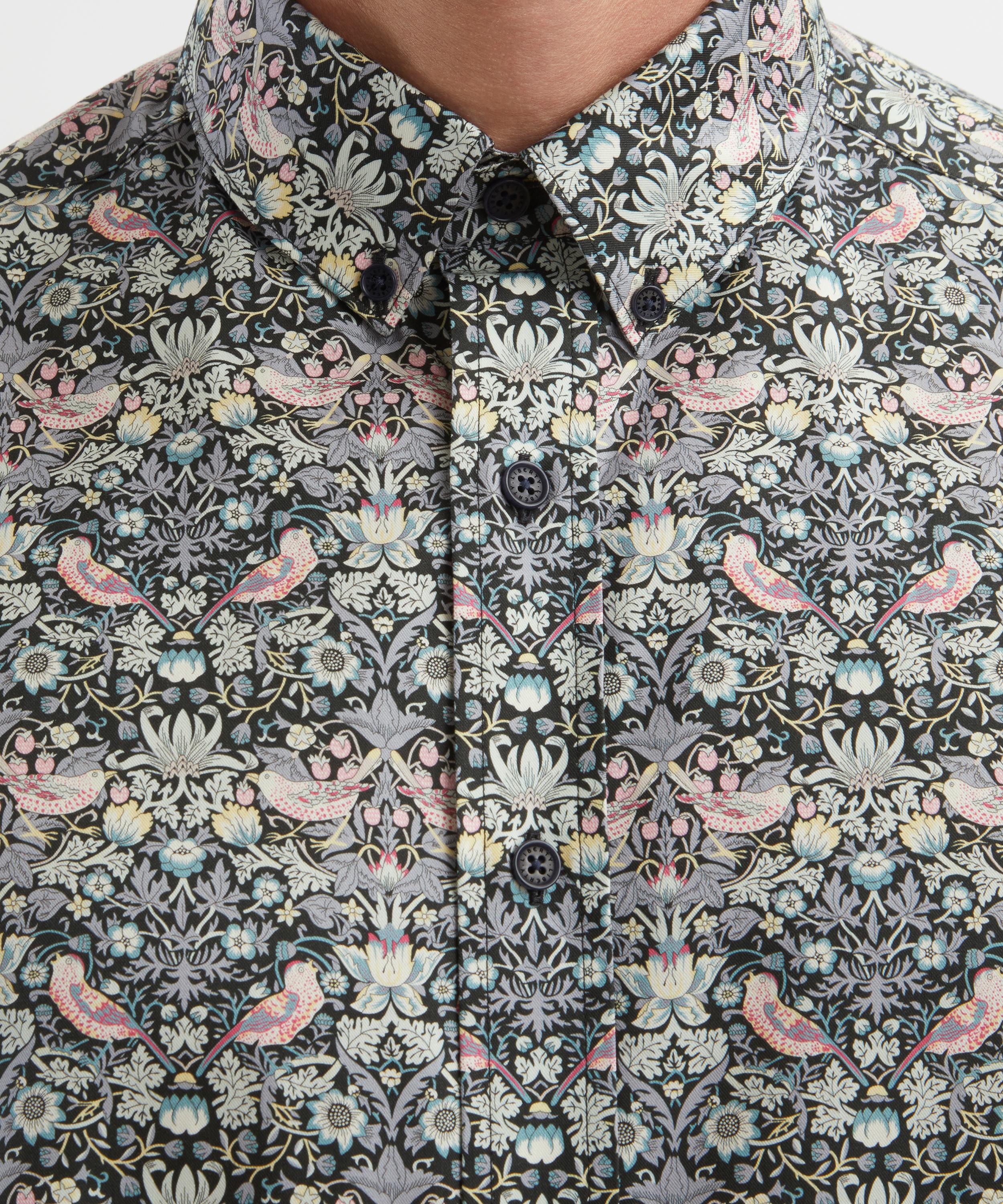 Liberty - Button-Down Regular Fit Cotton Shirt in Strawberry Thief  image number 4