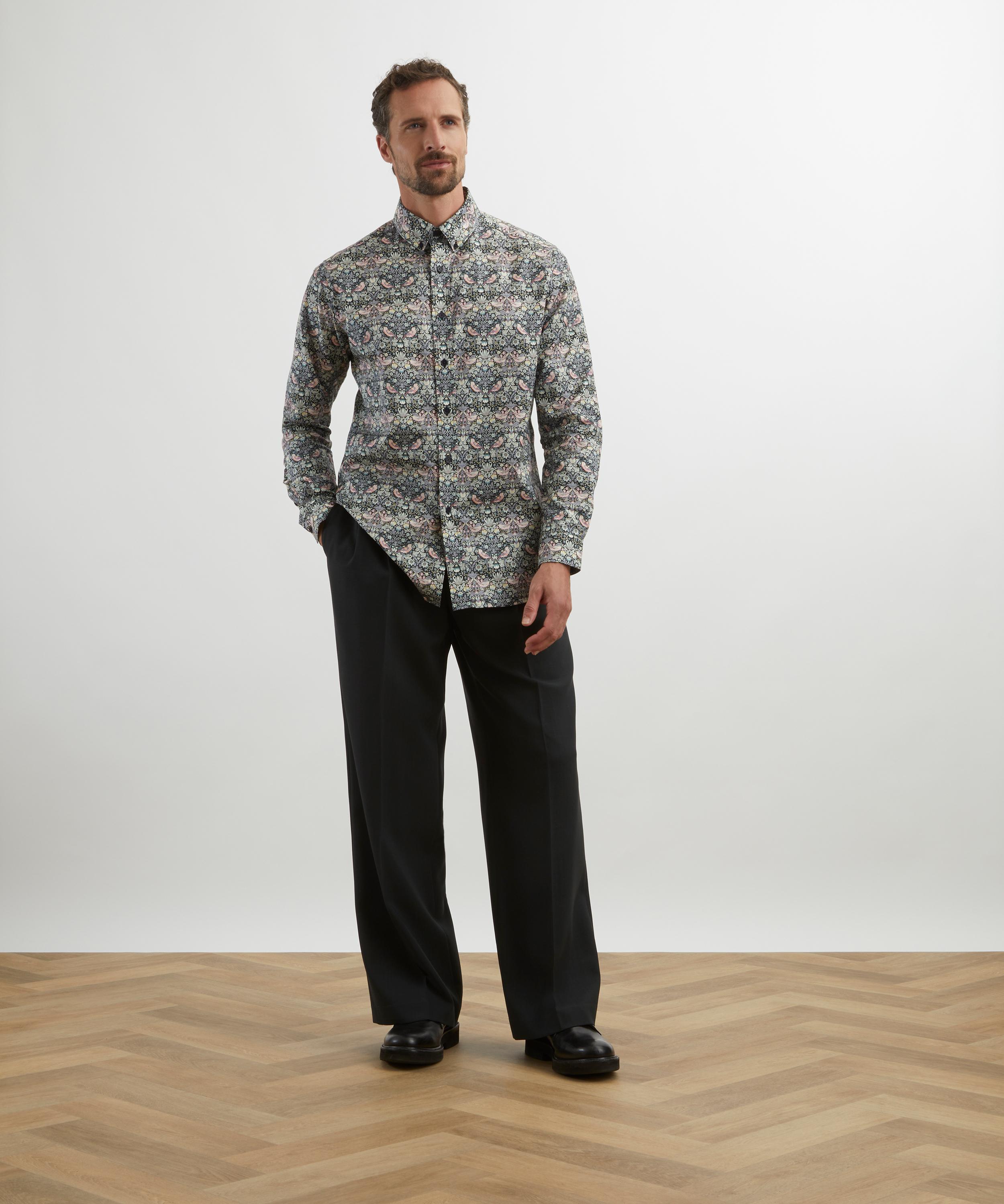 Liberty - Button-Down Regular Fit Cotton Shirt in Strawberry Thief  image number 5