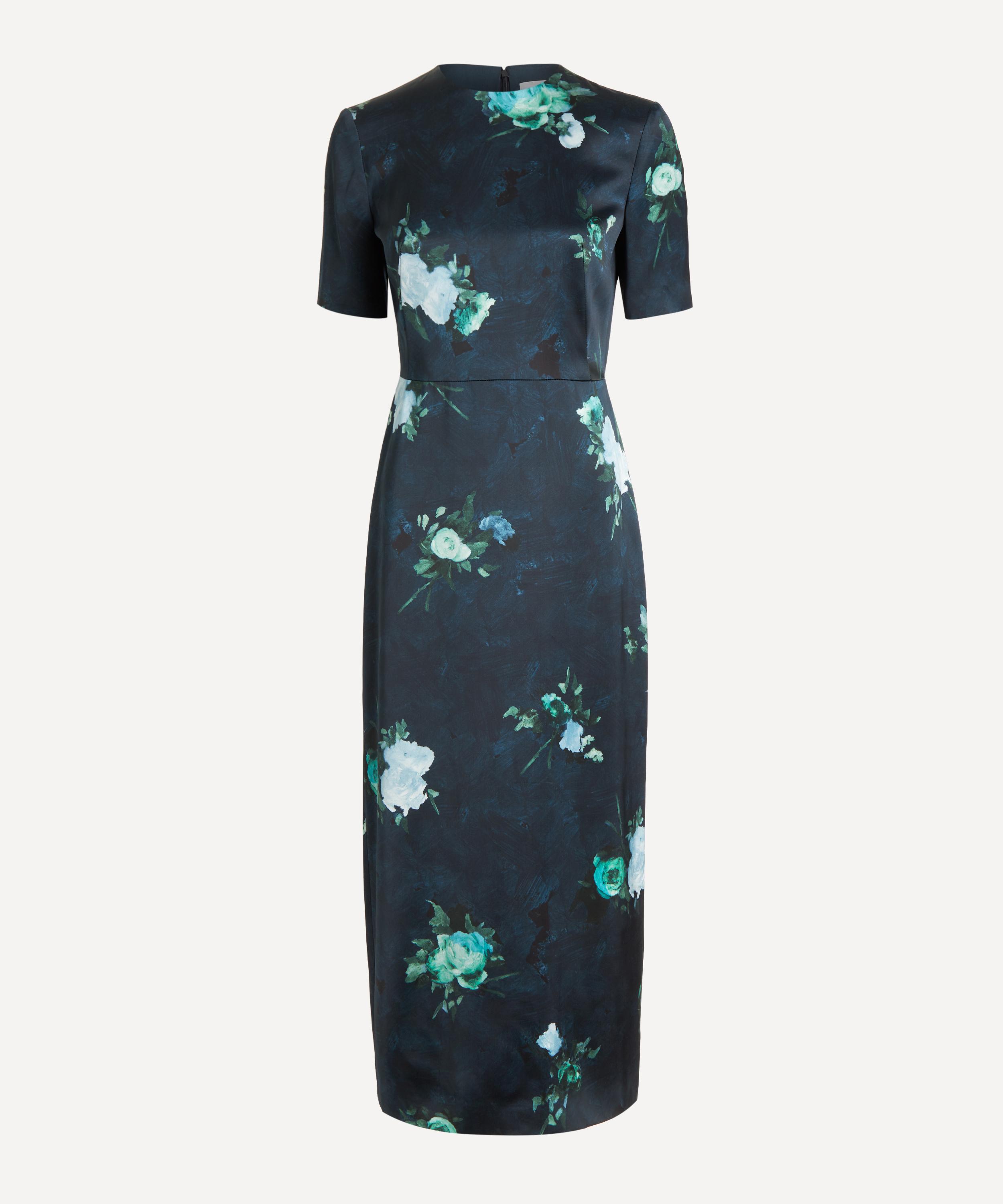 Erdem - Floral Print Duchesse Satin Midi Dress