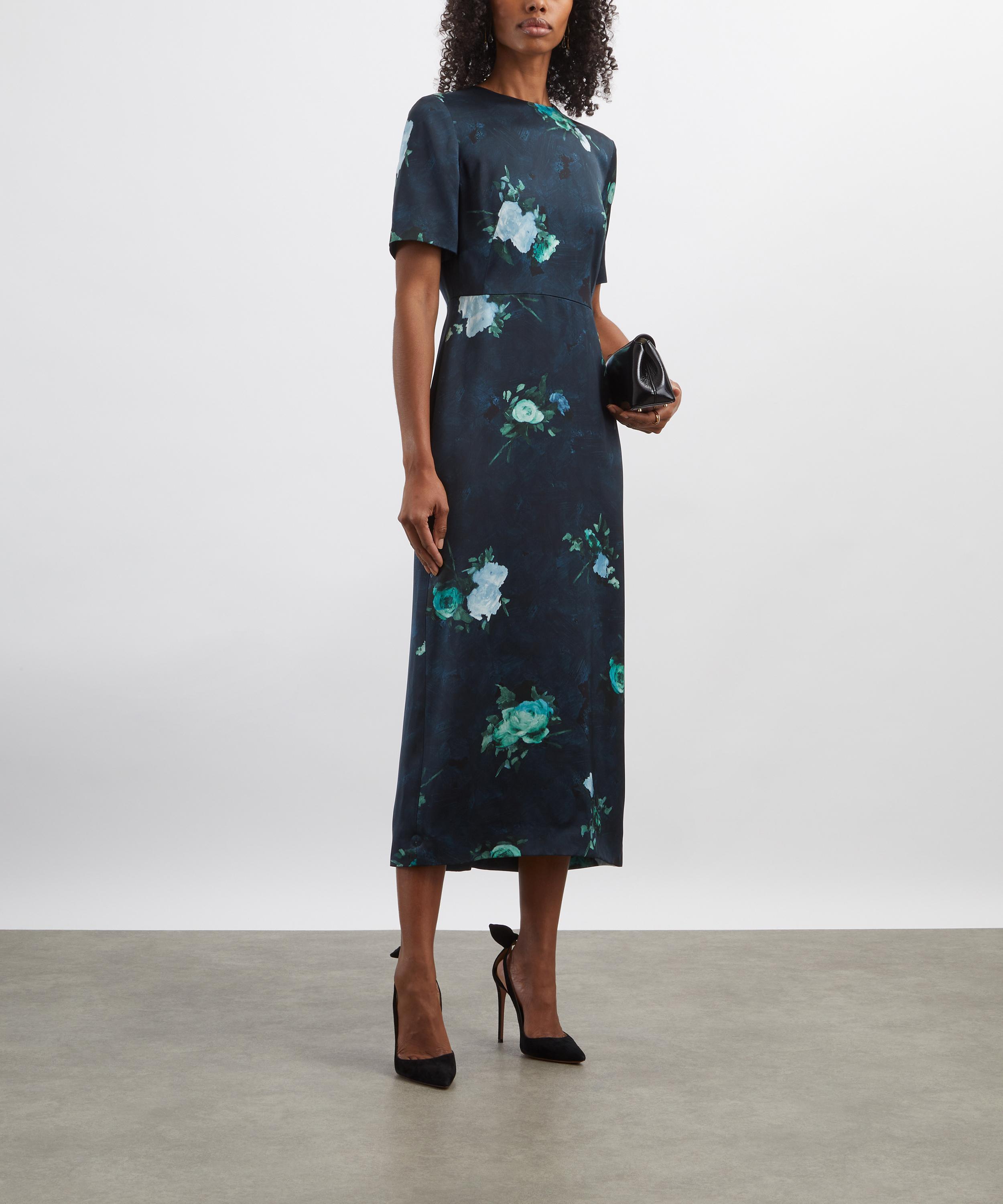 Erdem - Floral Print Duchesse Satin Midi Dress image number 1