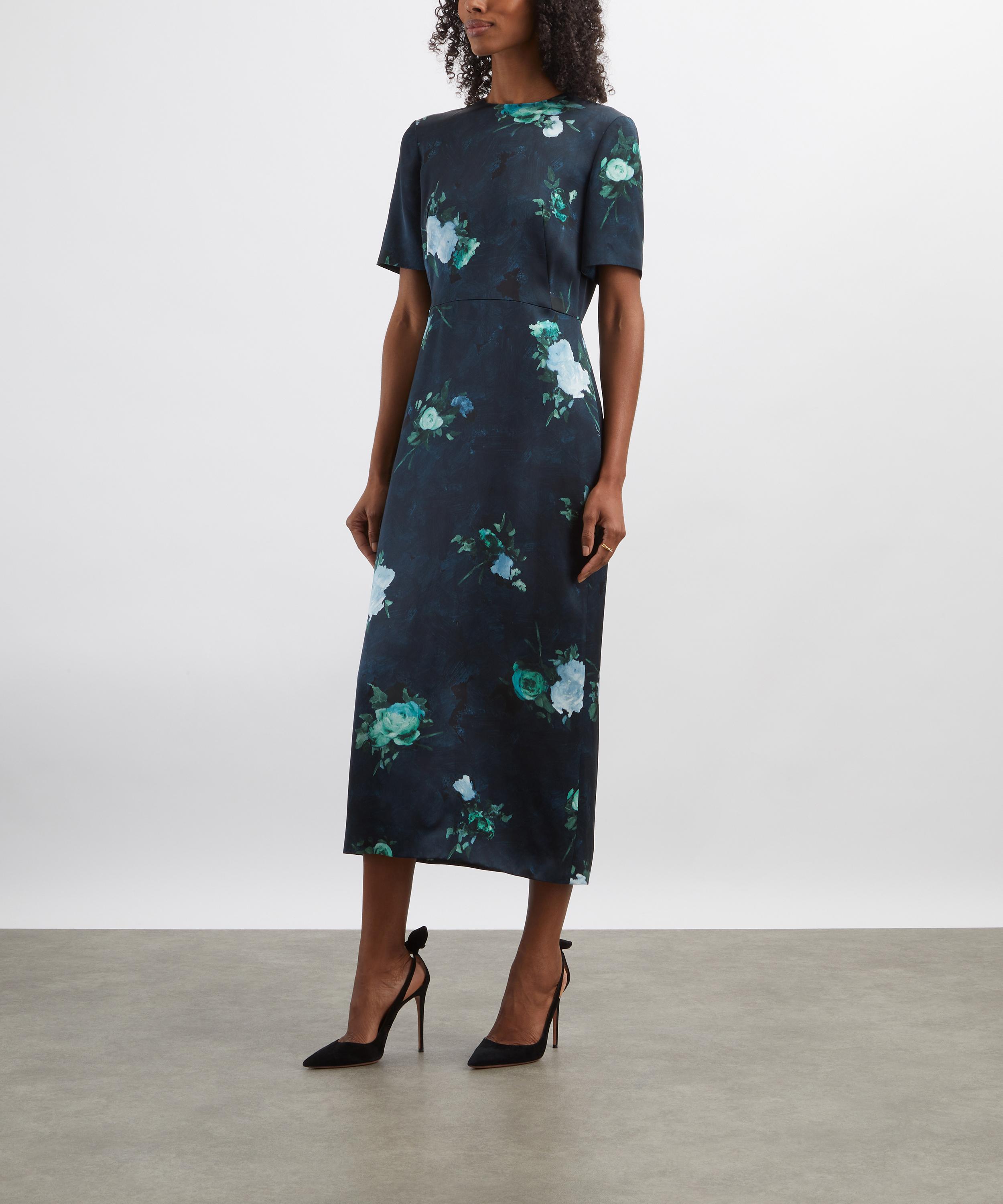 Erdem - Floral Print Duchesse Satin Midi Dress image number 2