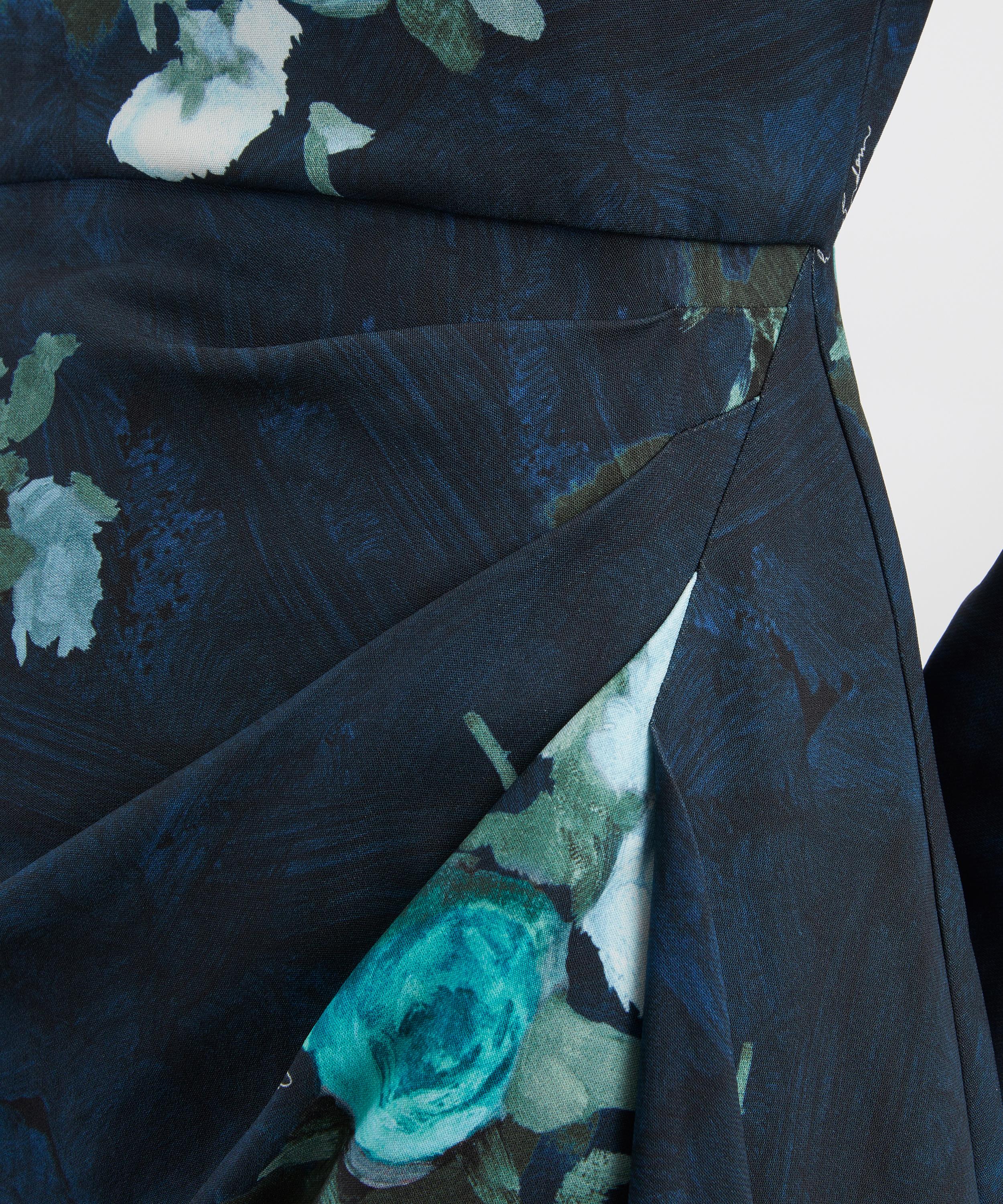 Erdem - Floral Print Draped Midi Dress image number 4