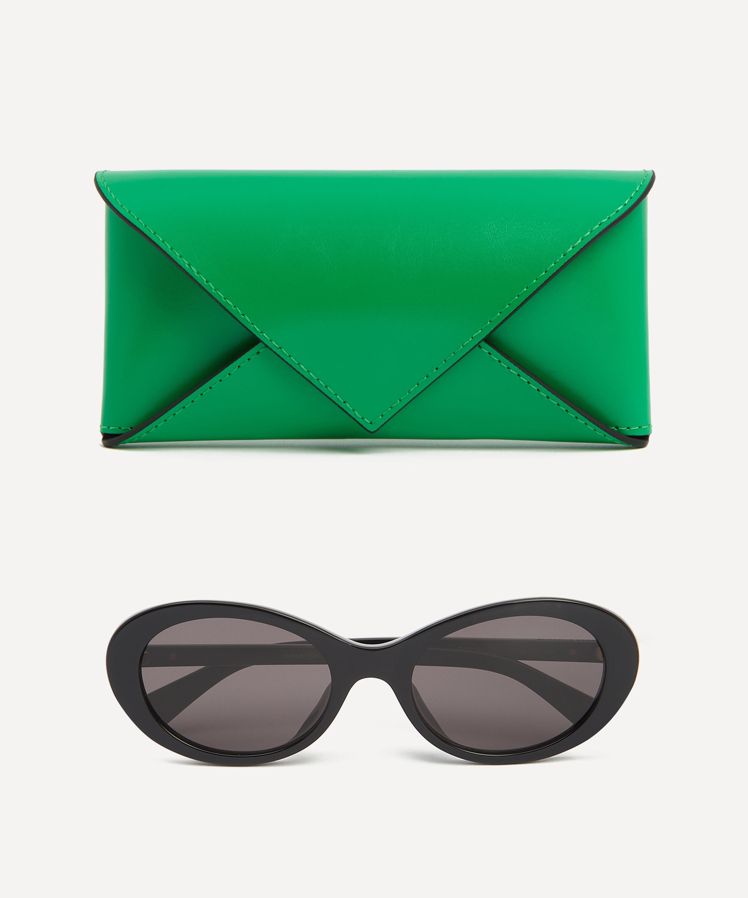 Bottega Veneta - Oval Black Acetate Sunglasses image number 3