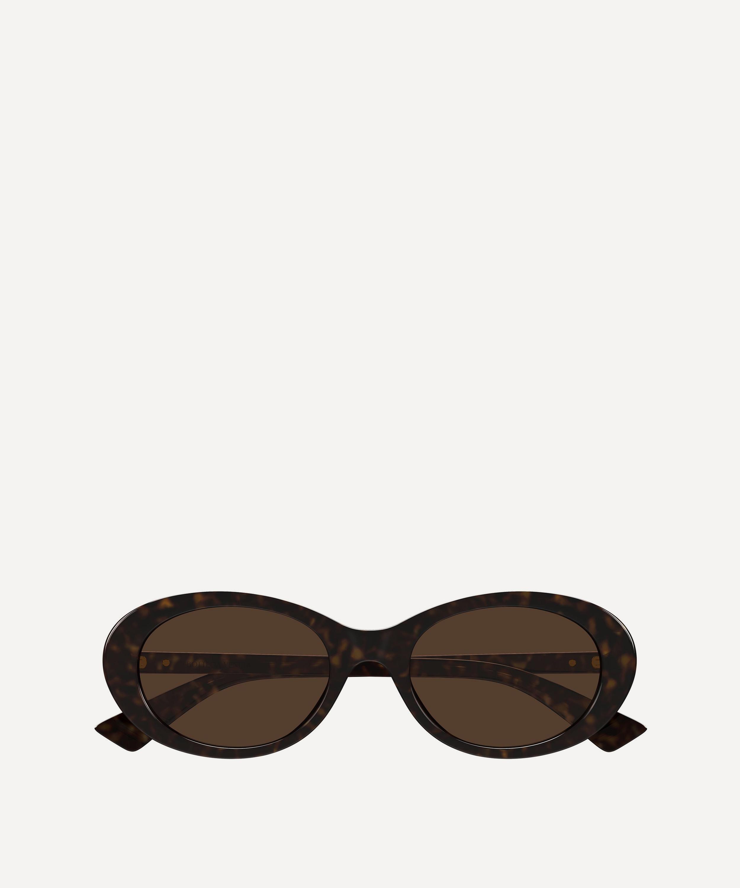 Bottega Veneta - Oval Havana Acetate Sunglasses image number 1
