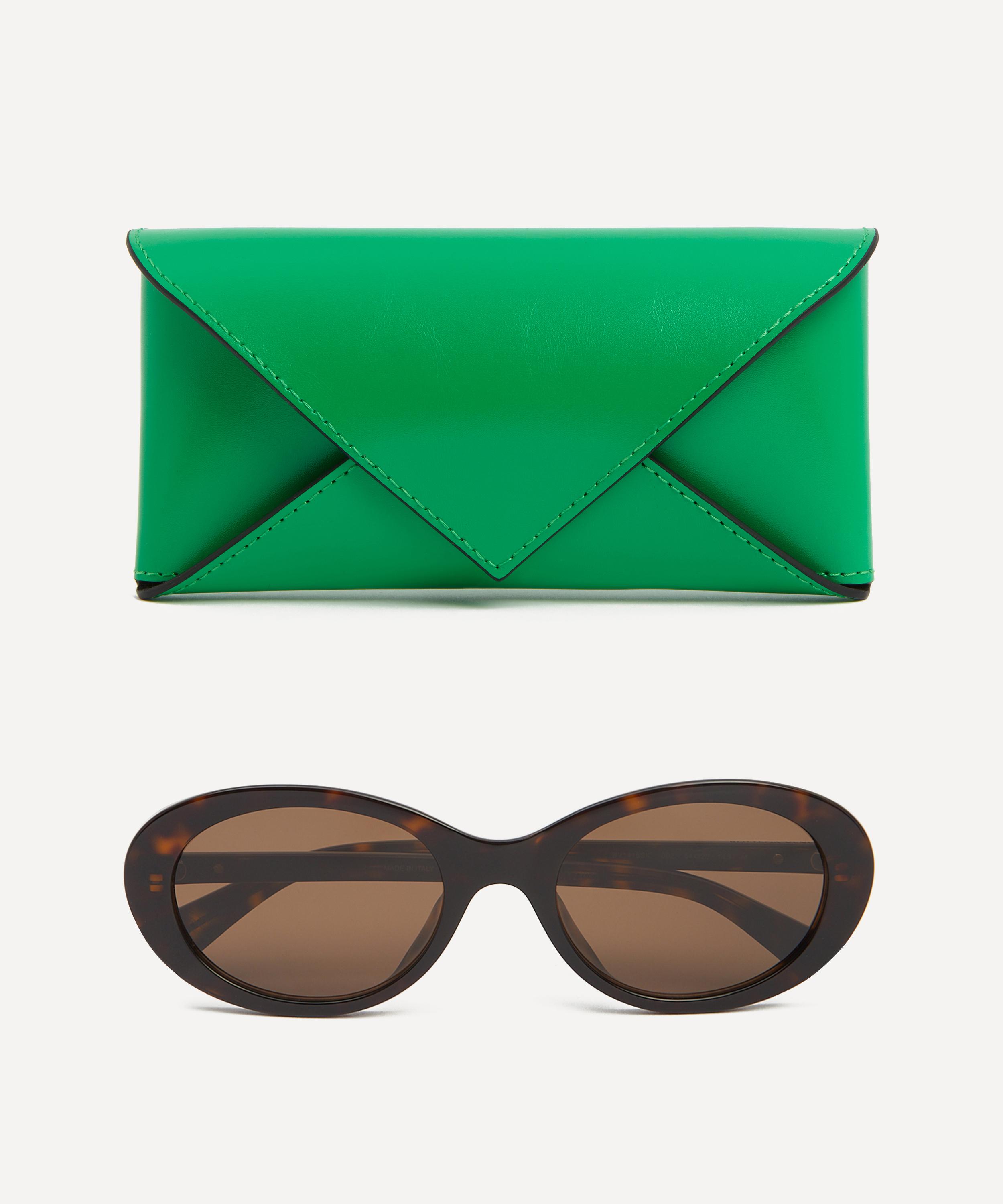 Bottega Veneta - Oval Havana Acetate Sunglasses image number 3