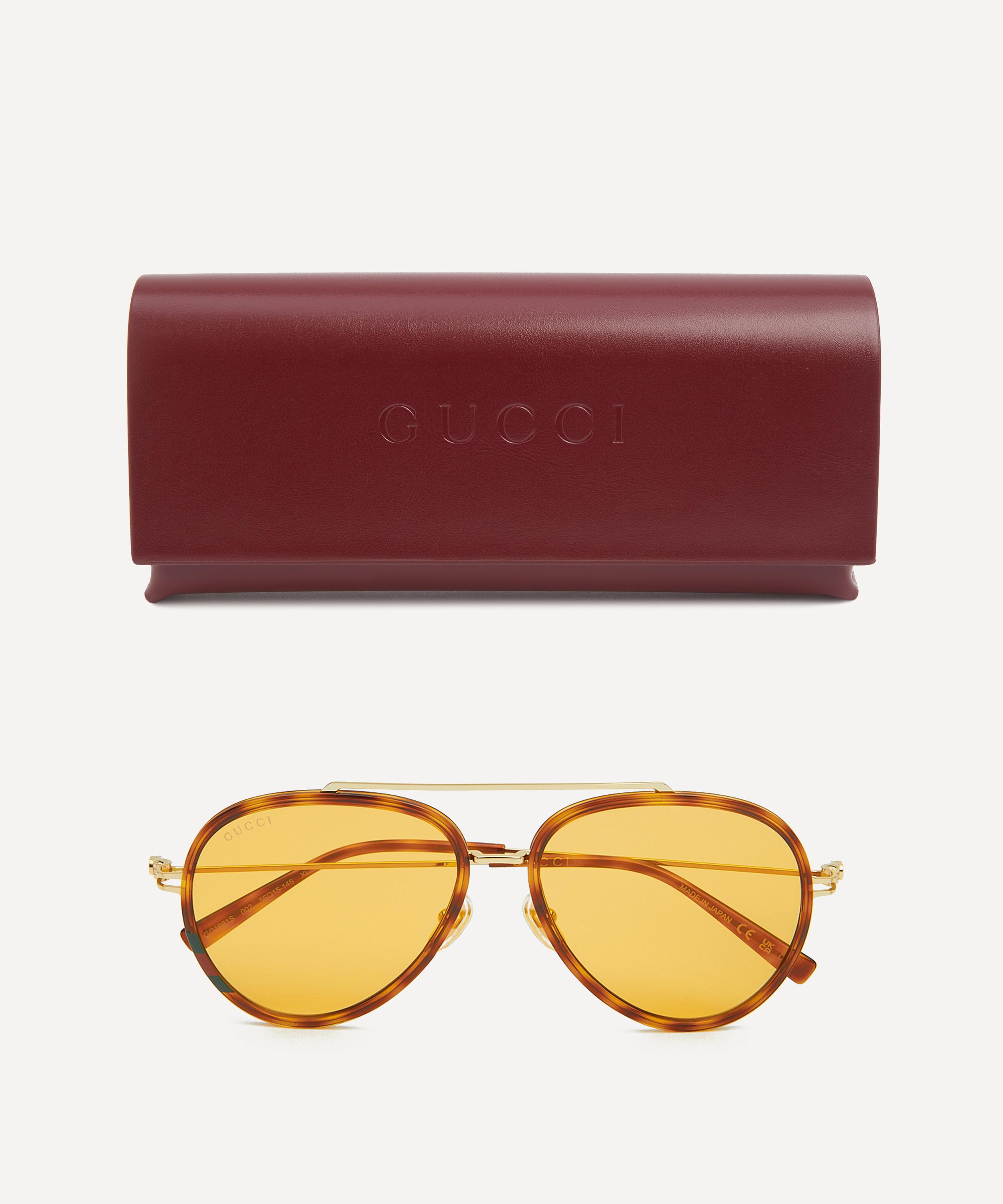 Gucci - Aviator Havana Acetate Rim Sunglasses image number 3