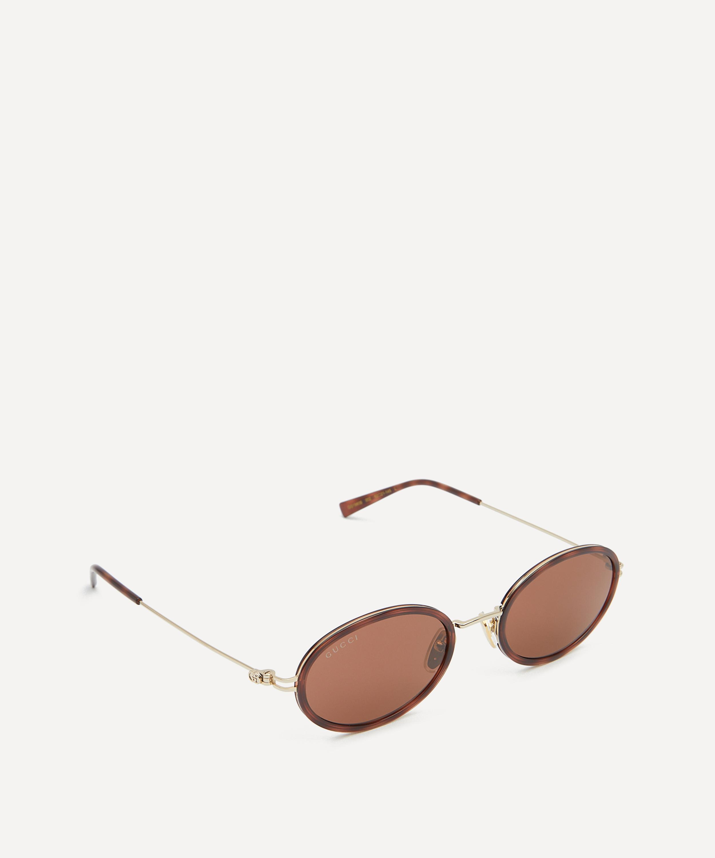 Gucci - Oval Havana Acetate Rim Sunglasses image number 1