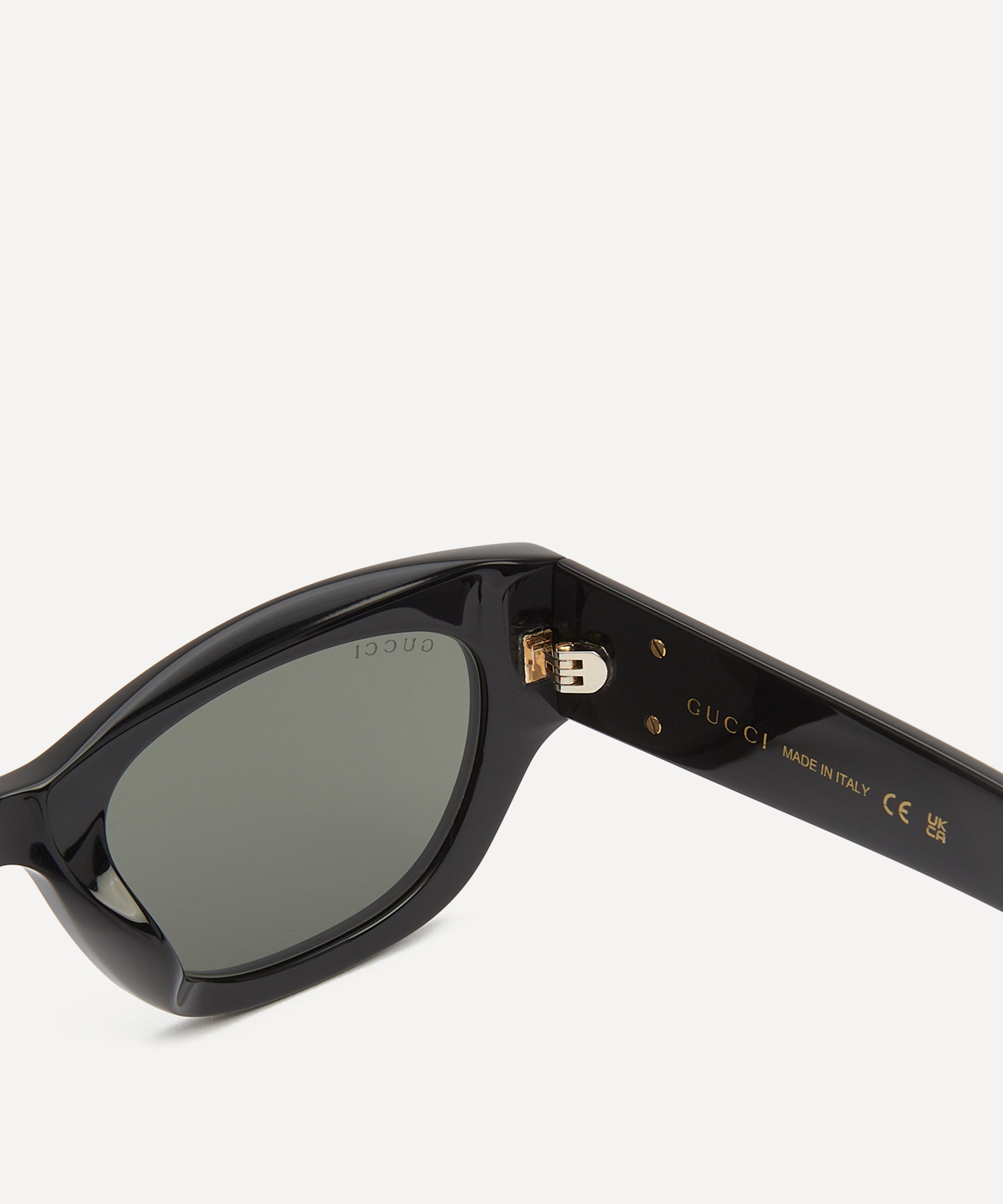 Gucci - Curved Square Black Acetate Sunglasses image number 2