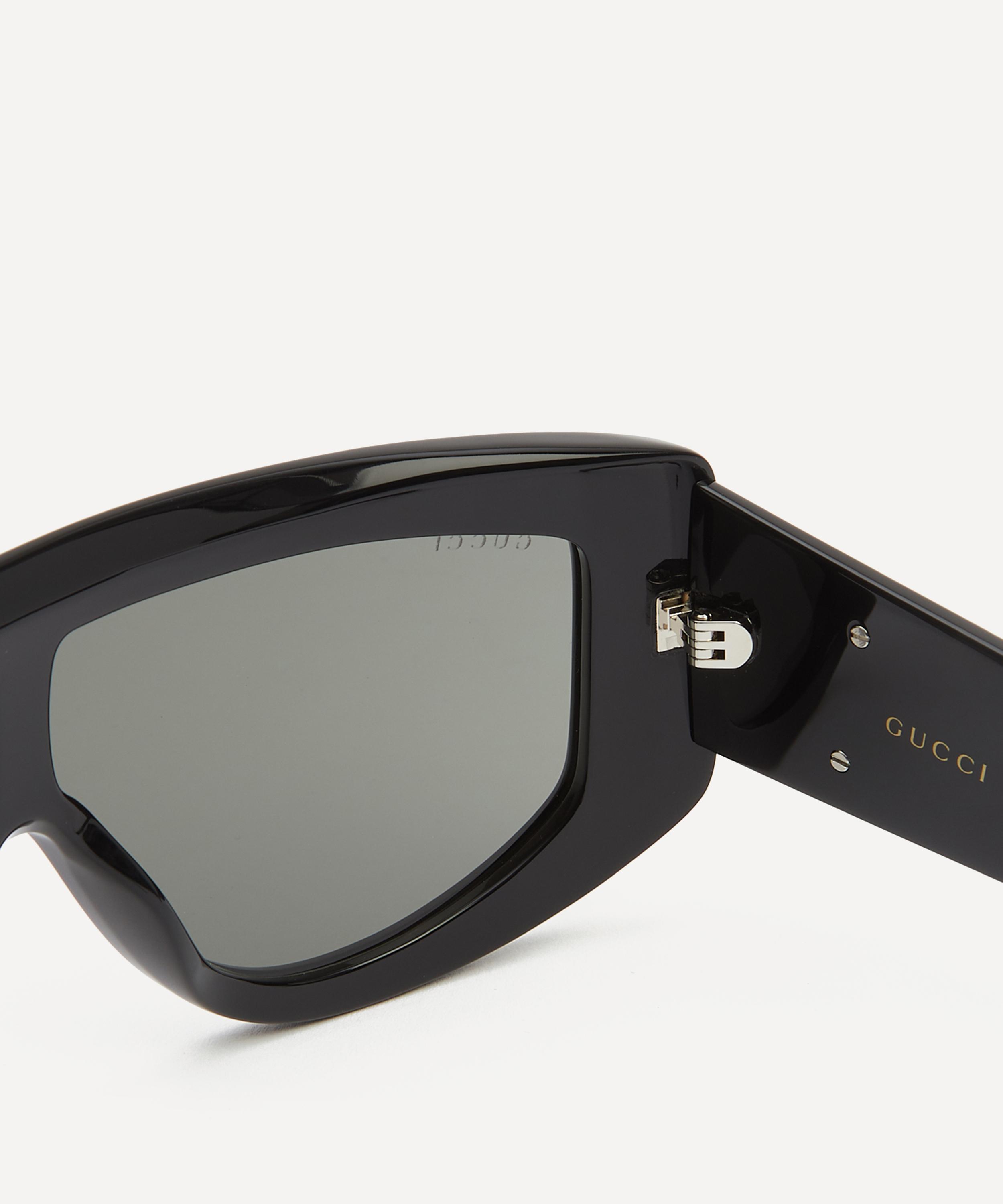 Gucci - Black Acetate Shield Sunglasses image number 2
