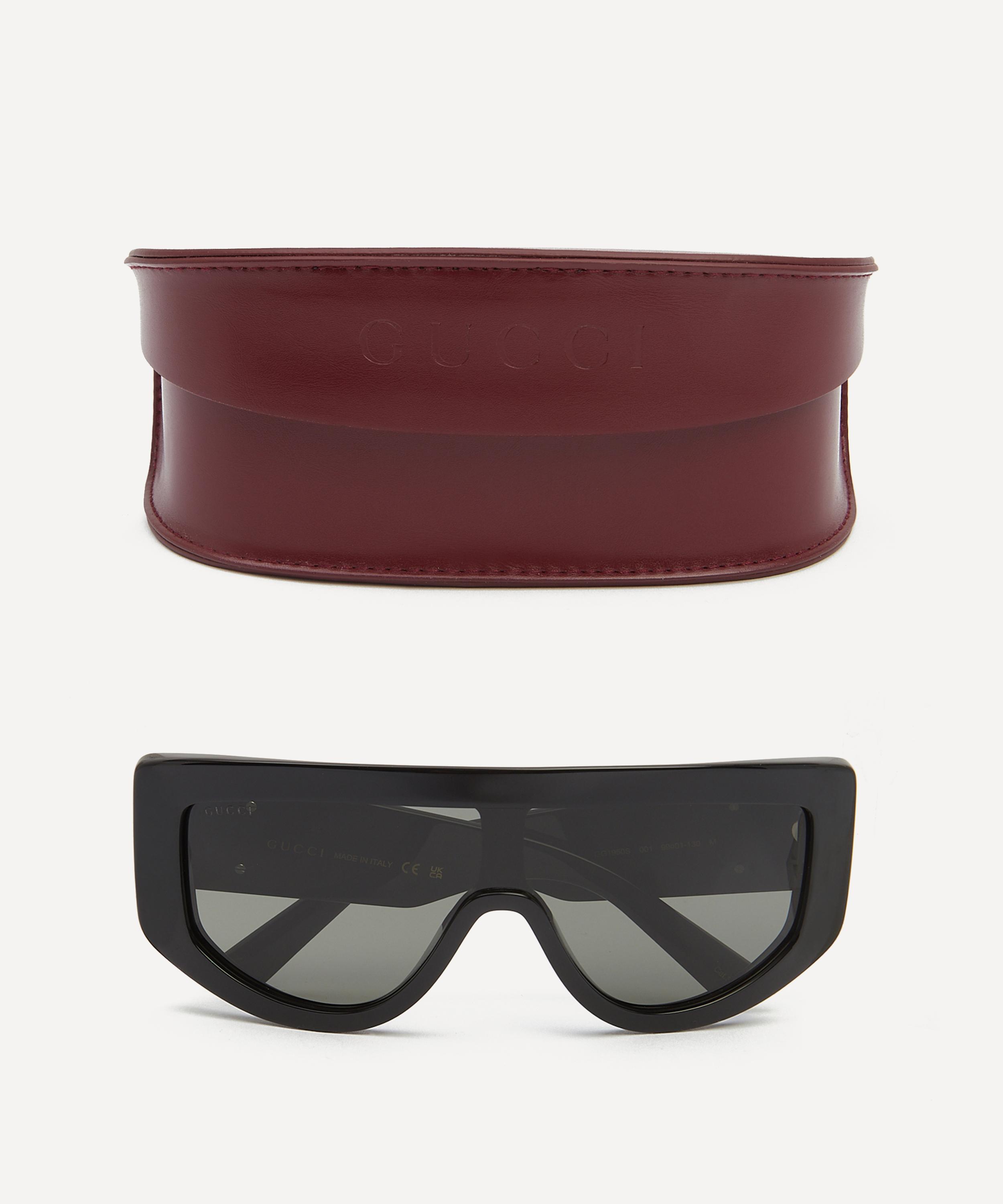 Gucci - Black Acetate Shield Sunglasses image number 3