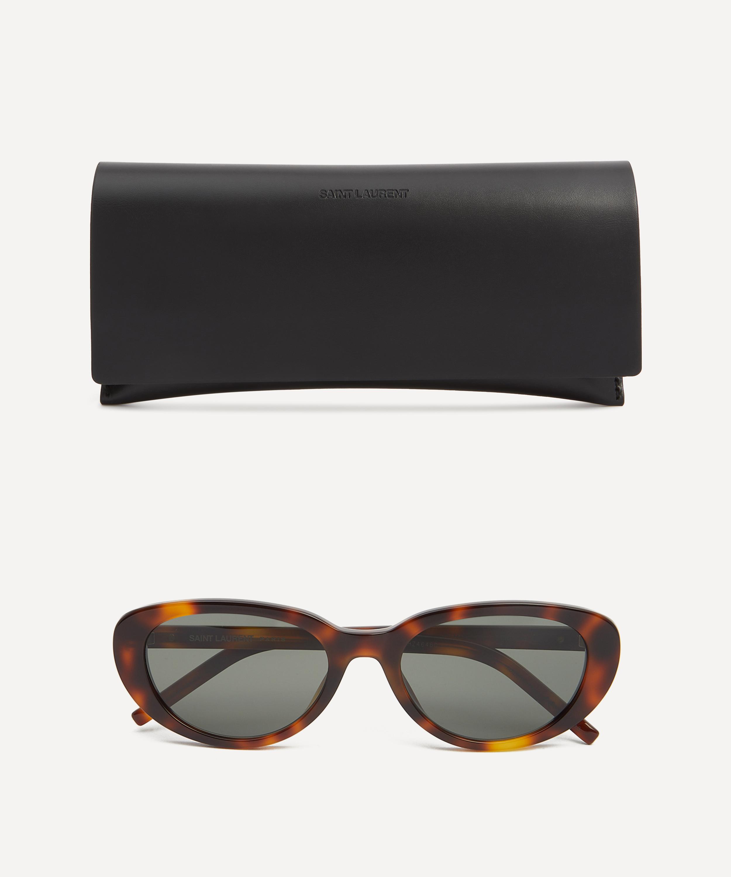 Saint Laurent - Oval Cat Eye Havana Acetate Sunglasses image number 3