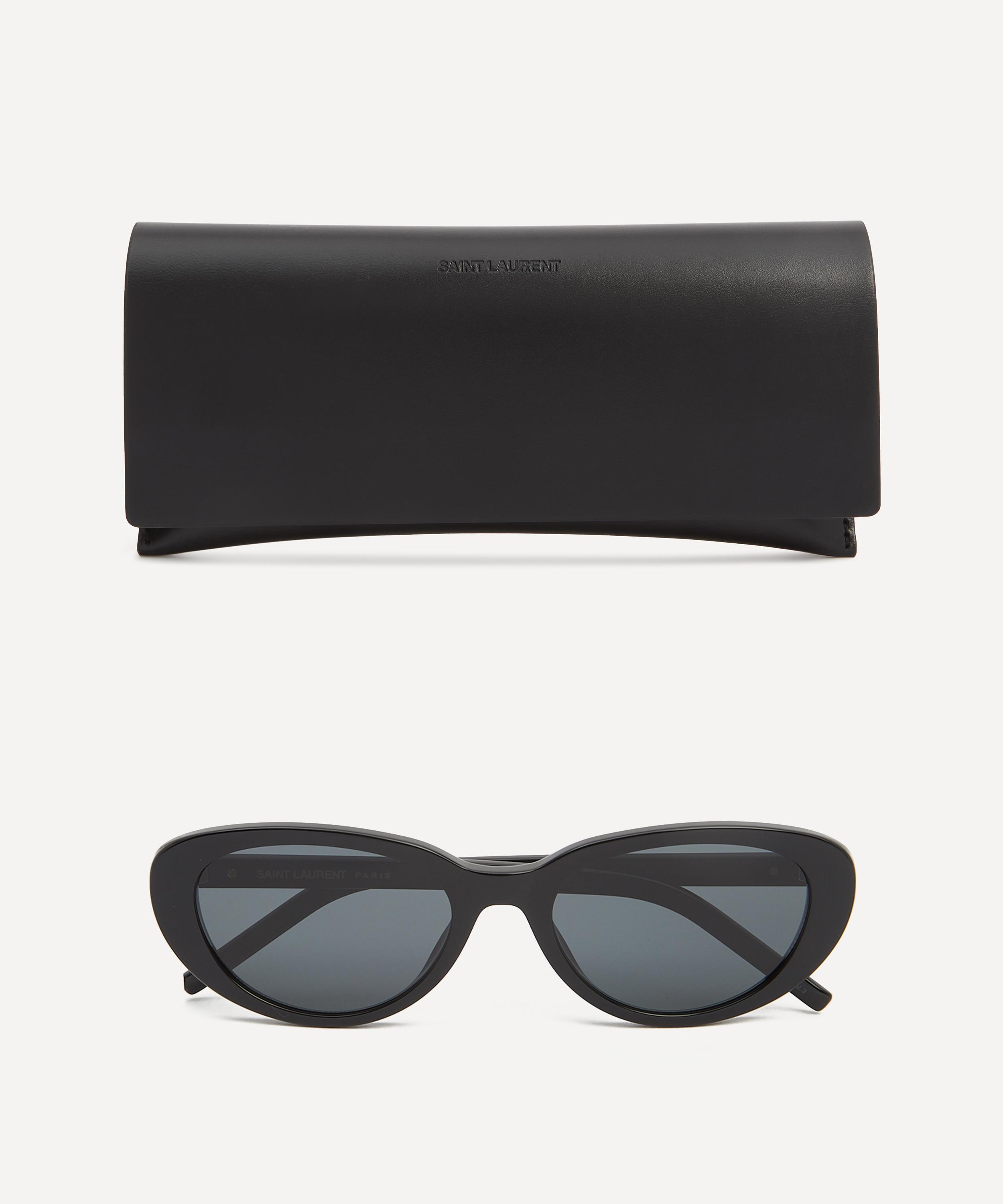 Saint Laurent - Oval Cat Eye Black Acetate Sunglasses image number 3