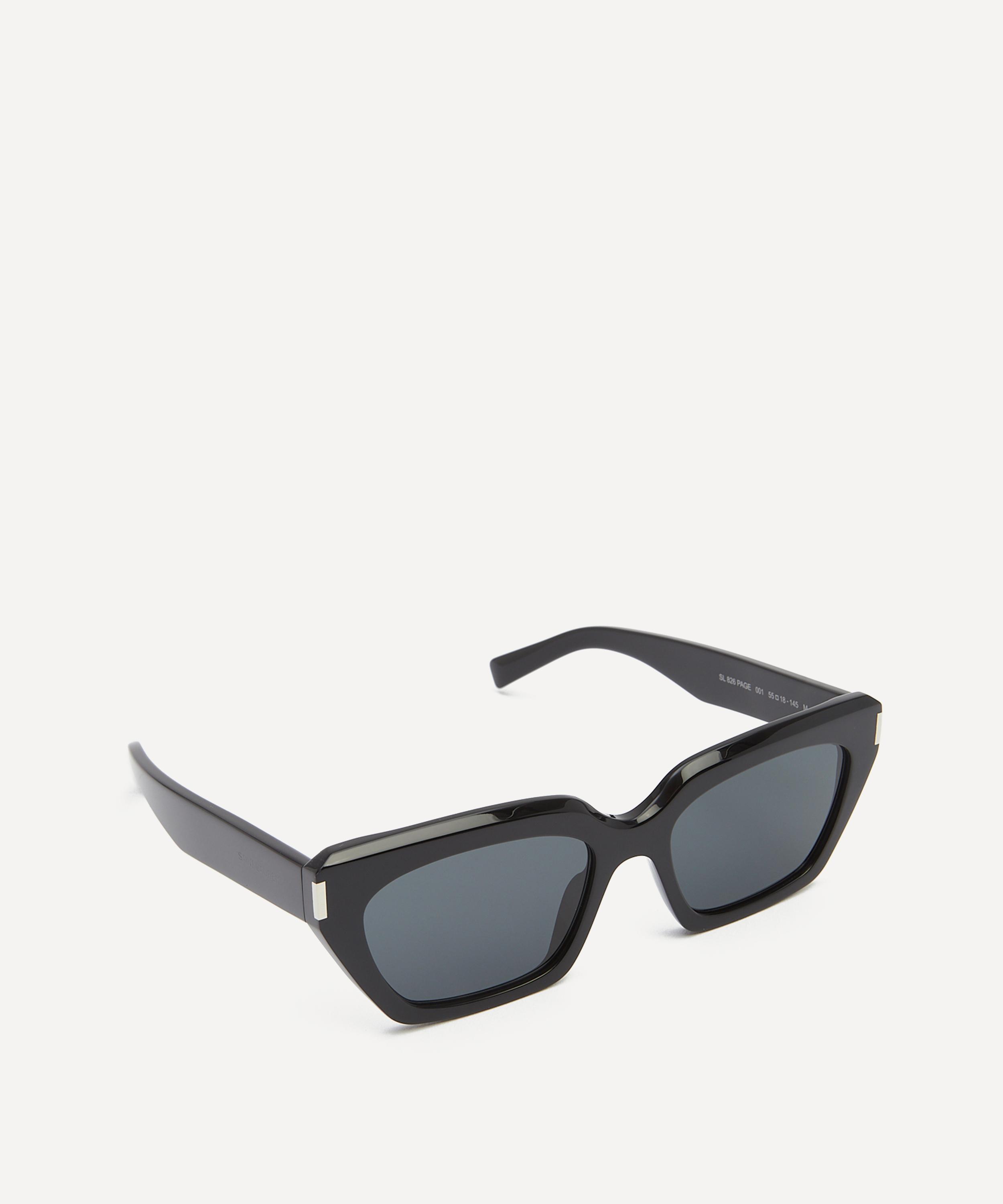 Saint Laurent - Geometric Cat Eye Black Acetate Sunglasses image number 1