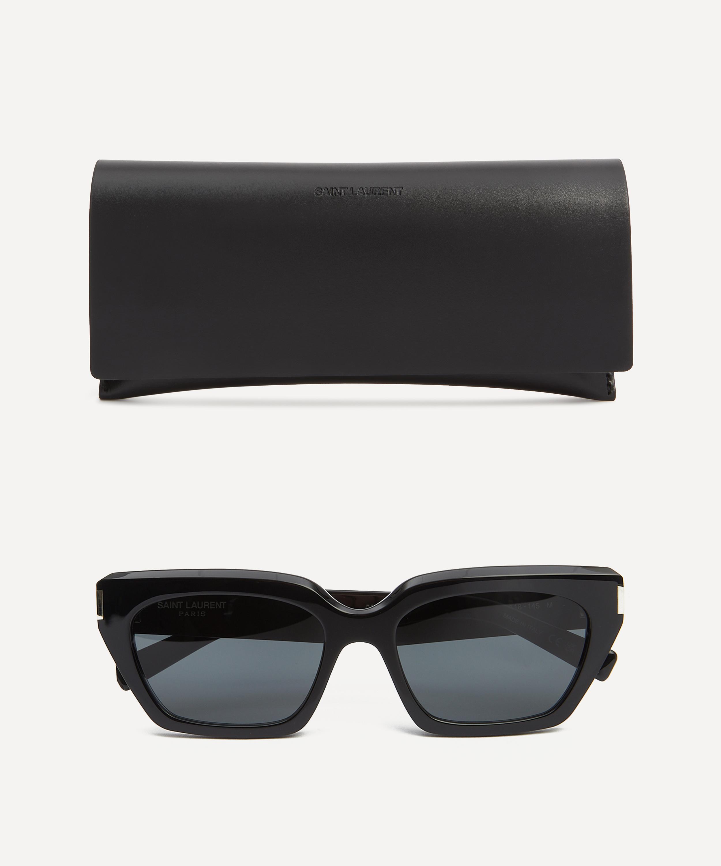 Saint Laurent - Geometric Cat Eye Black Acetate Sunglasses image number 3