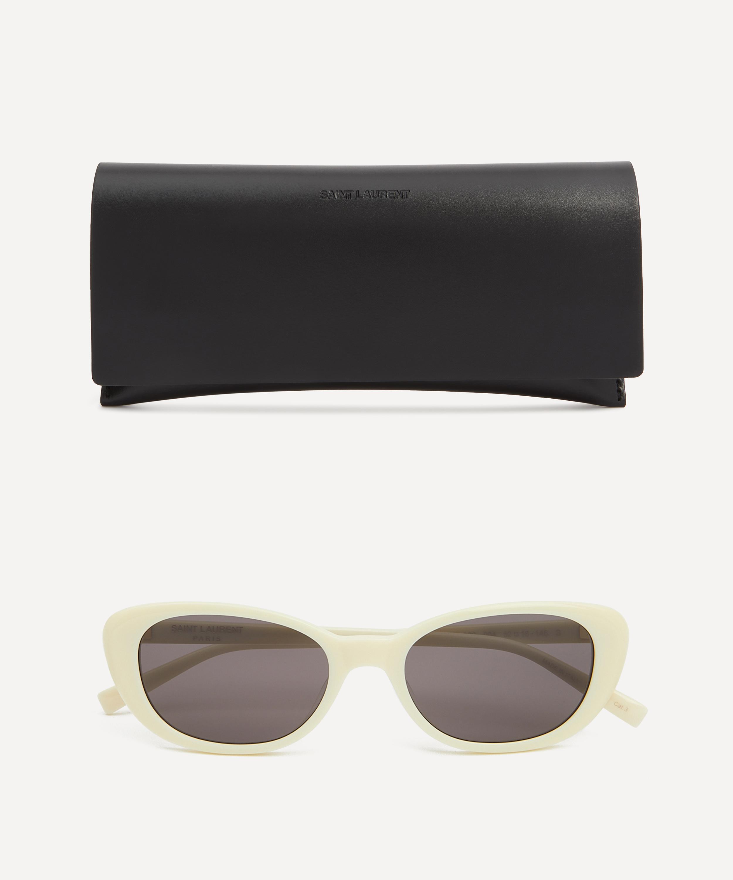 Saint Laurent - Round Cat Eye Ivory Acetate Sunglasses image number 3