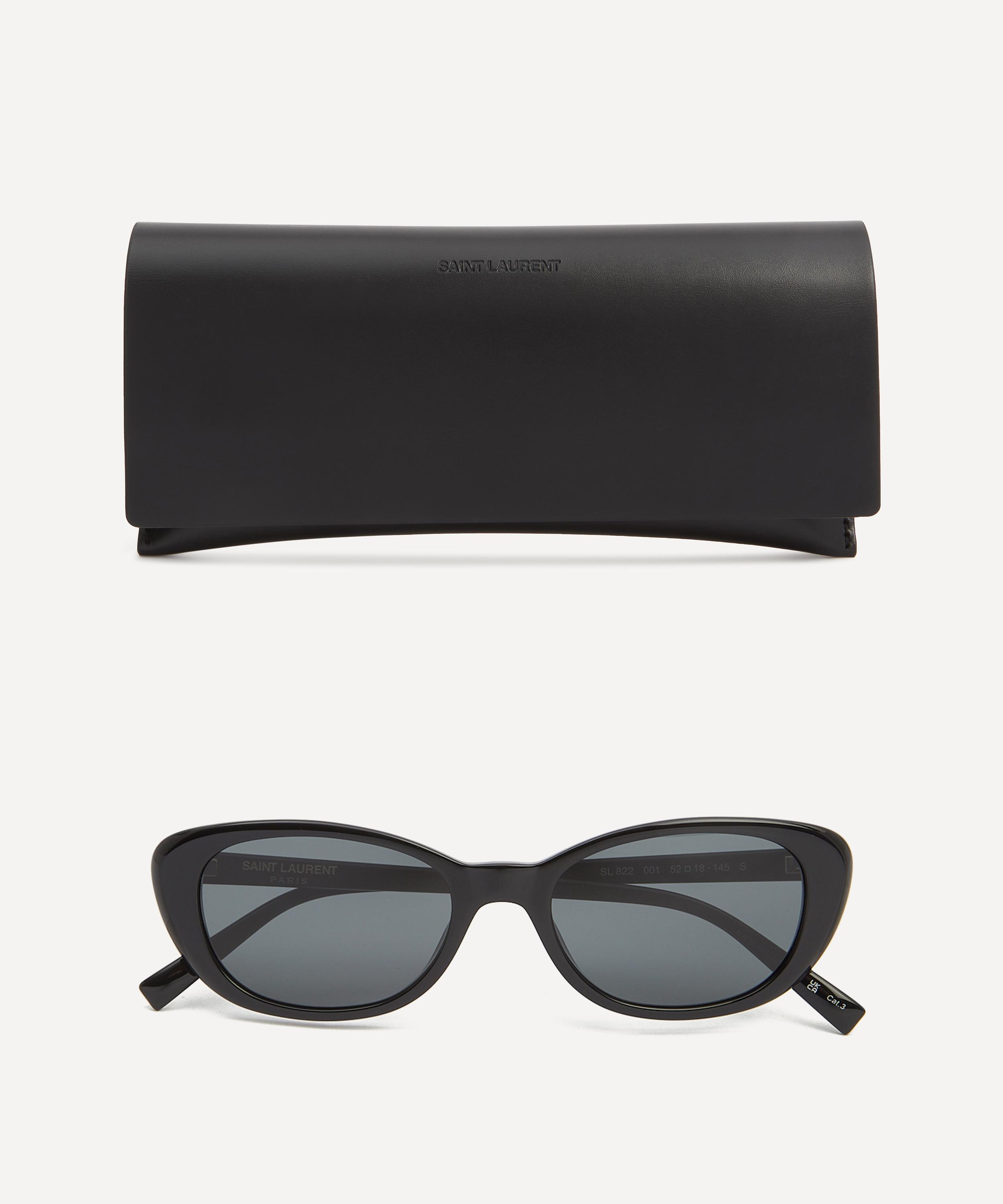 Saint Laurent - Round Cat Eye Black Acetate Sunglasses image number 3