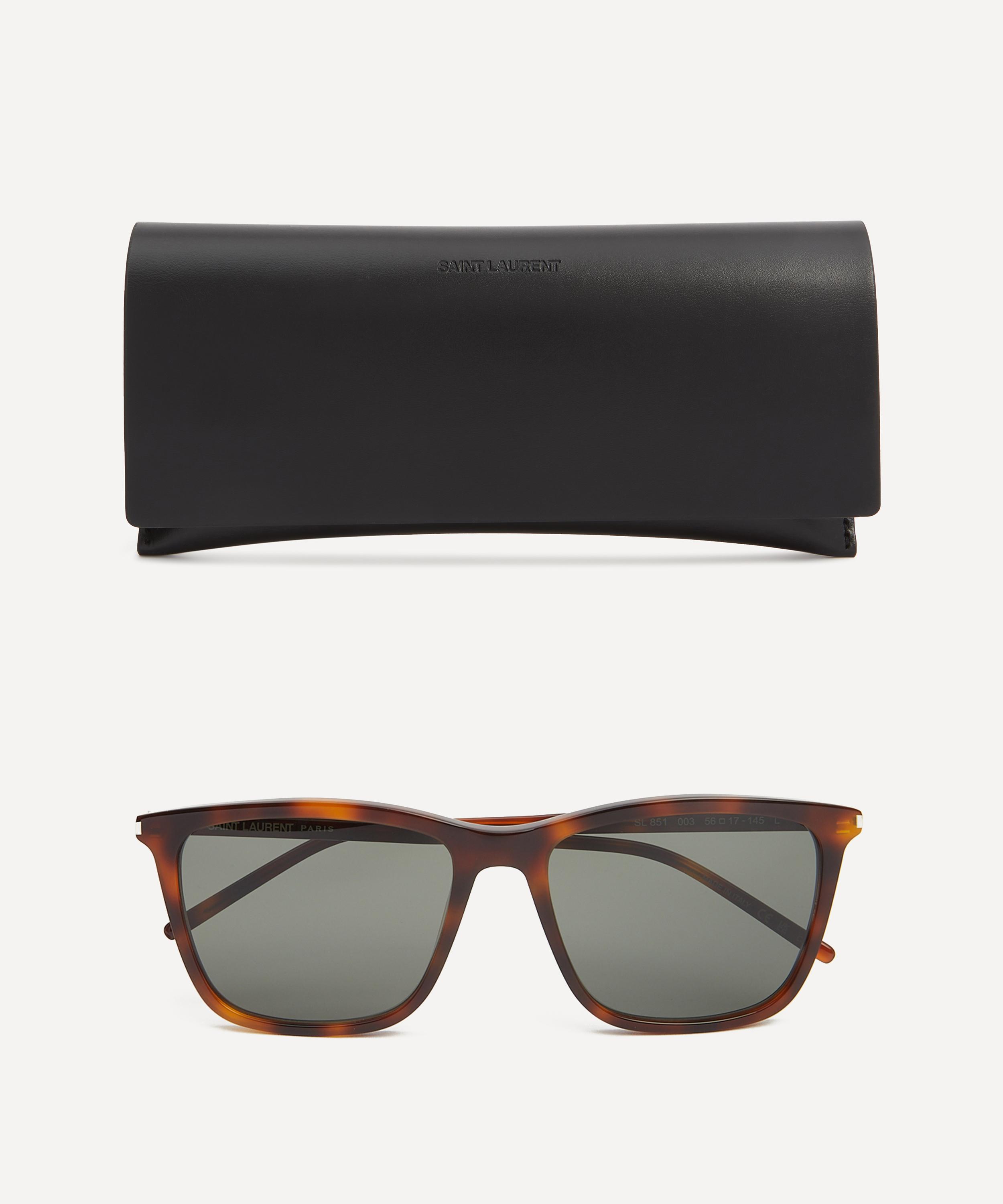 Saint Laurent - Square Havana Acetate Sunglasses image number 3