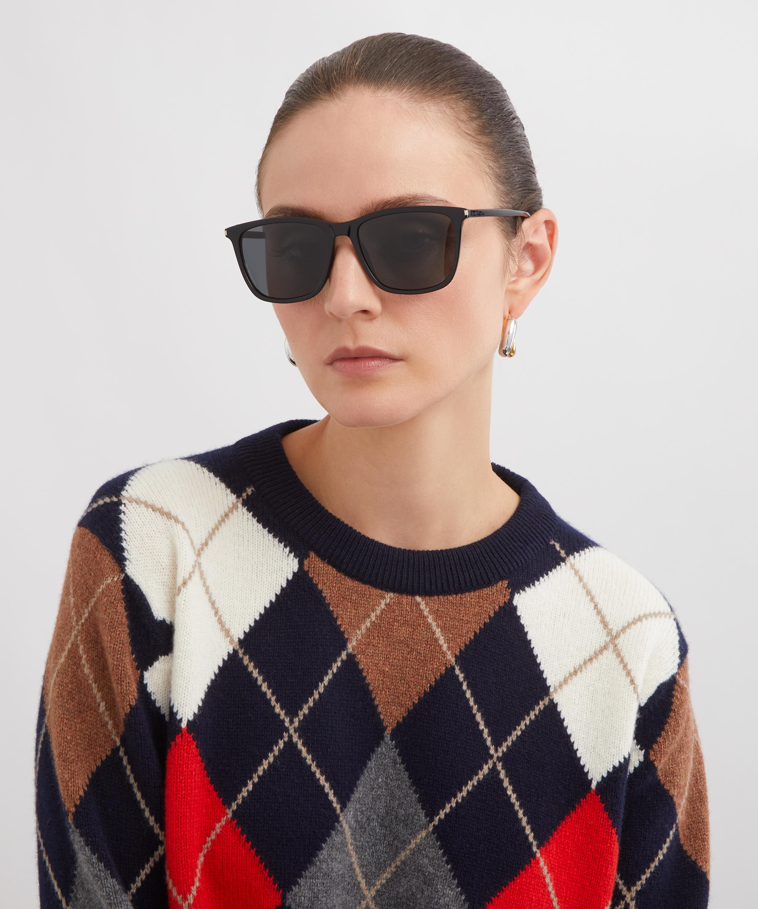 Saint Laurent - Square Black Acetate Sunglasses image number 1