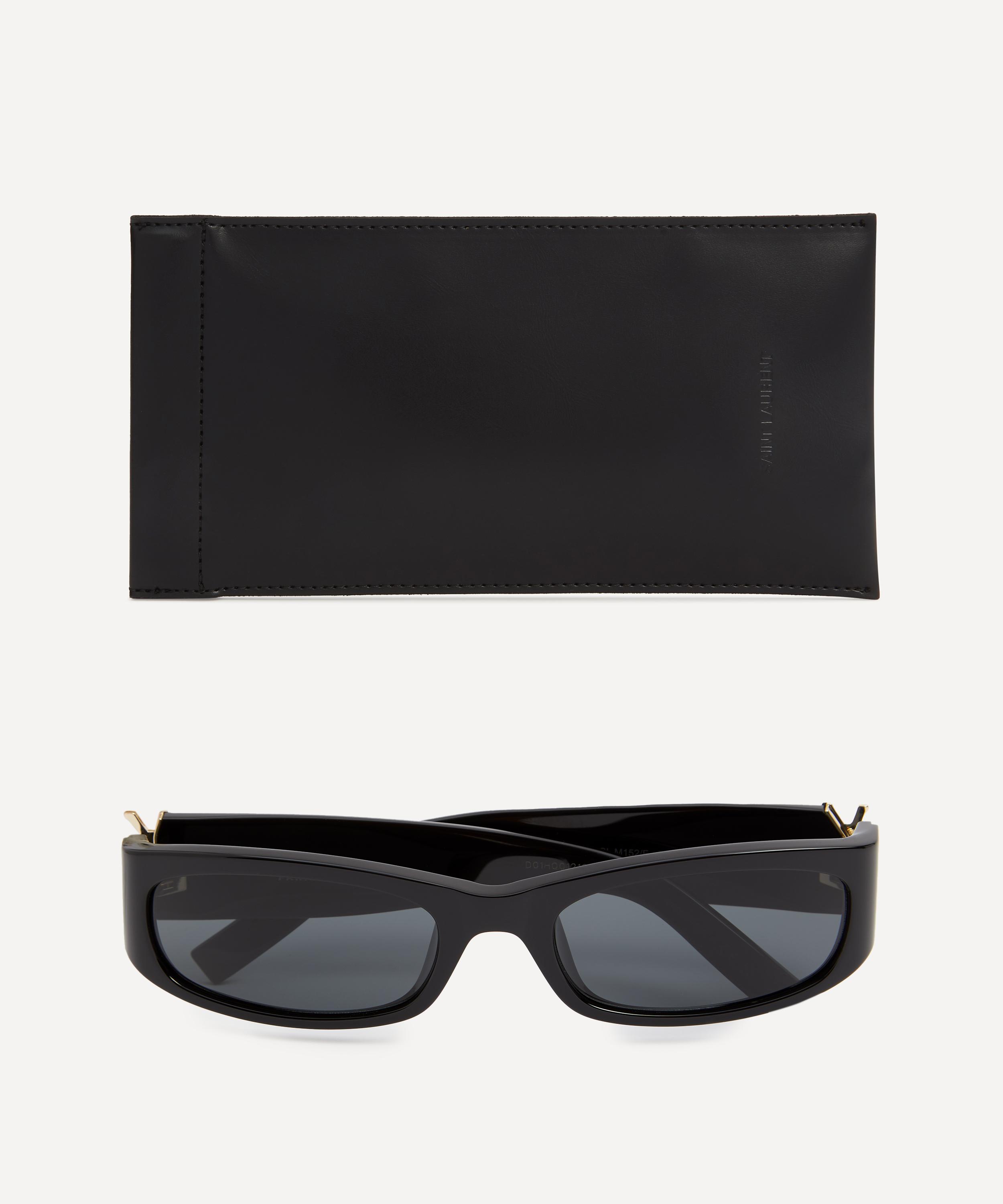 Saint Laurent - Elongated Rectangular Black Acetate Sunglasses image number 3