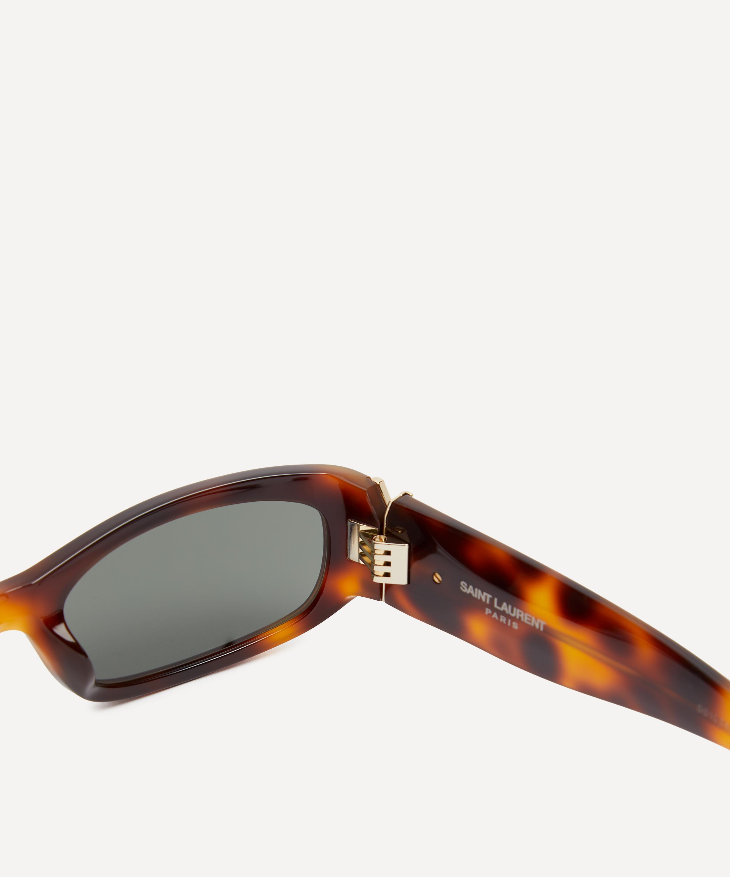 Saint Laurent - Elongated Rectangular Havana Acetate Sunglasses image number 2
