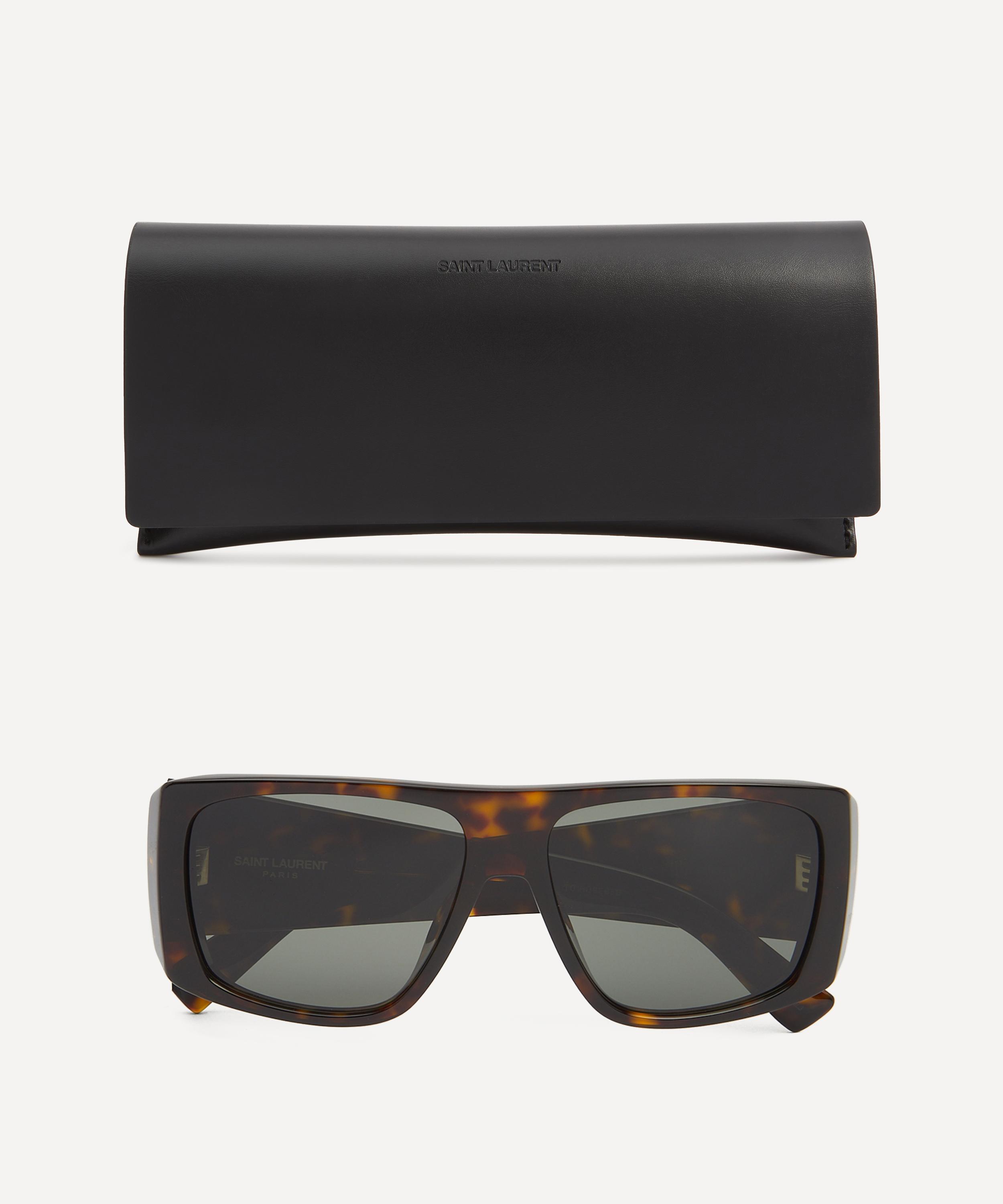 Saint Laurent - Oversized Flat Top Havana Acetate Sunglasses image number 3