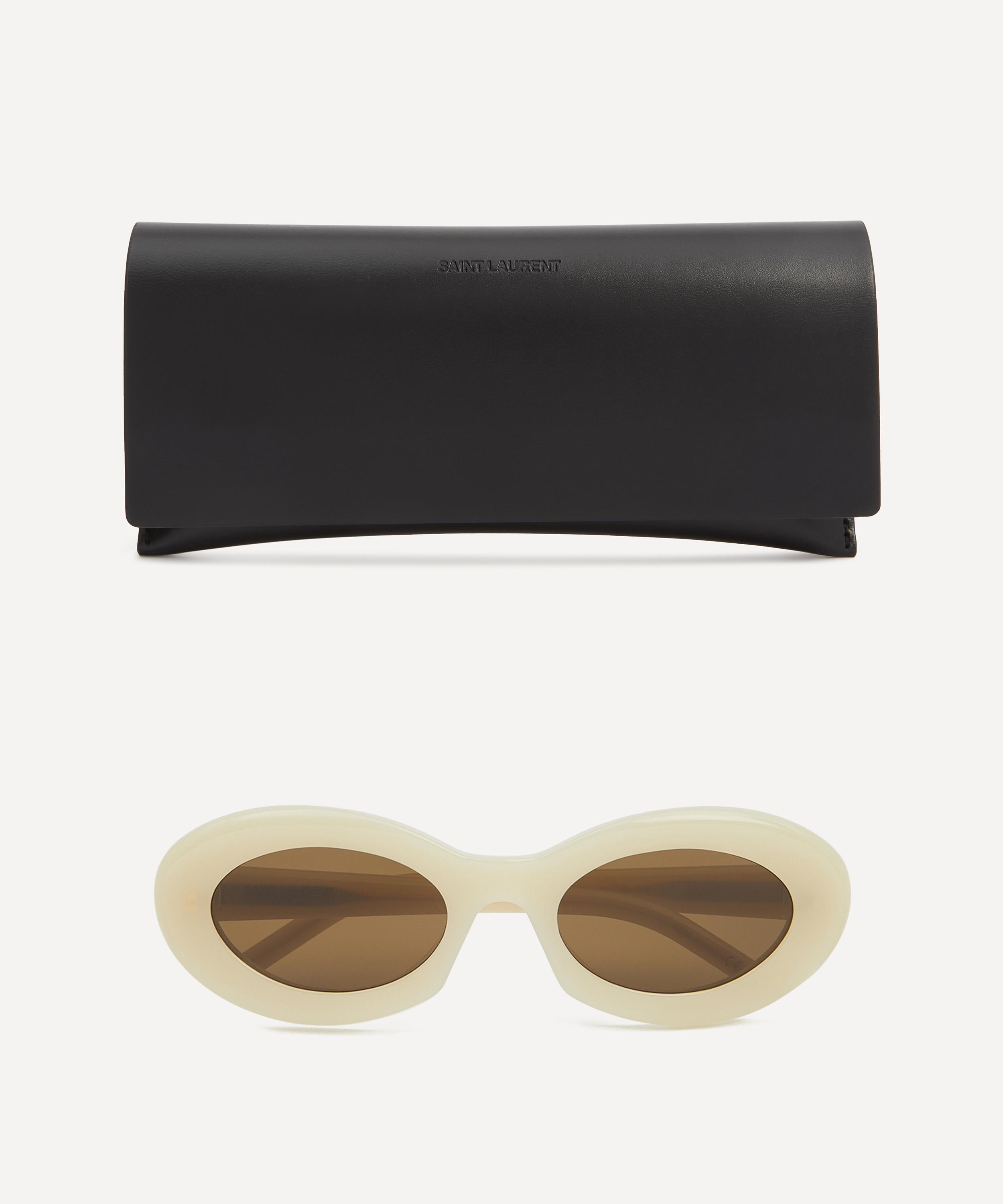 Saint Laurent - Chunky Cat Eye Ivory Acetate Sunglasses image number 3