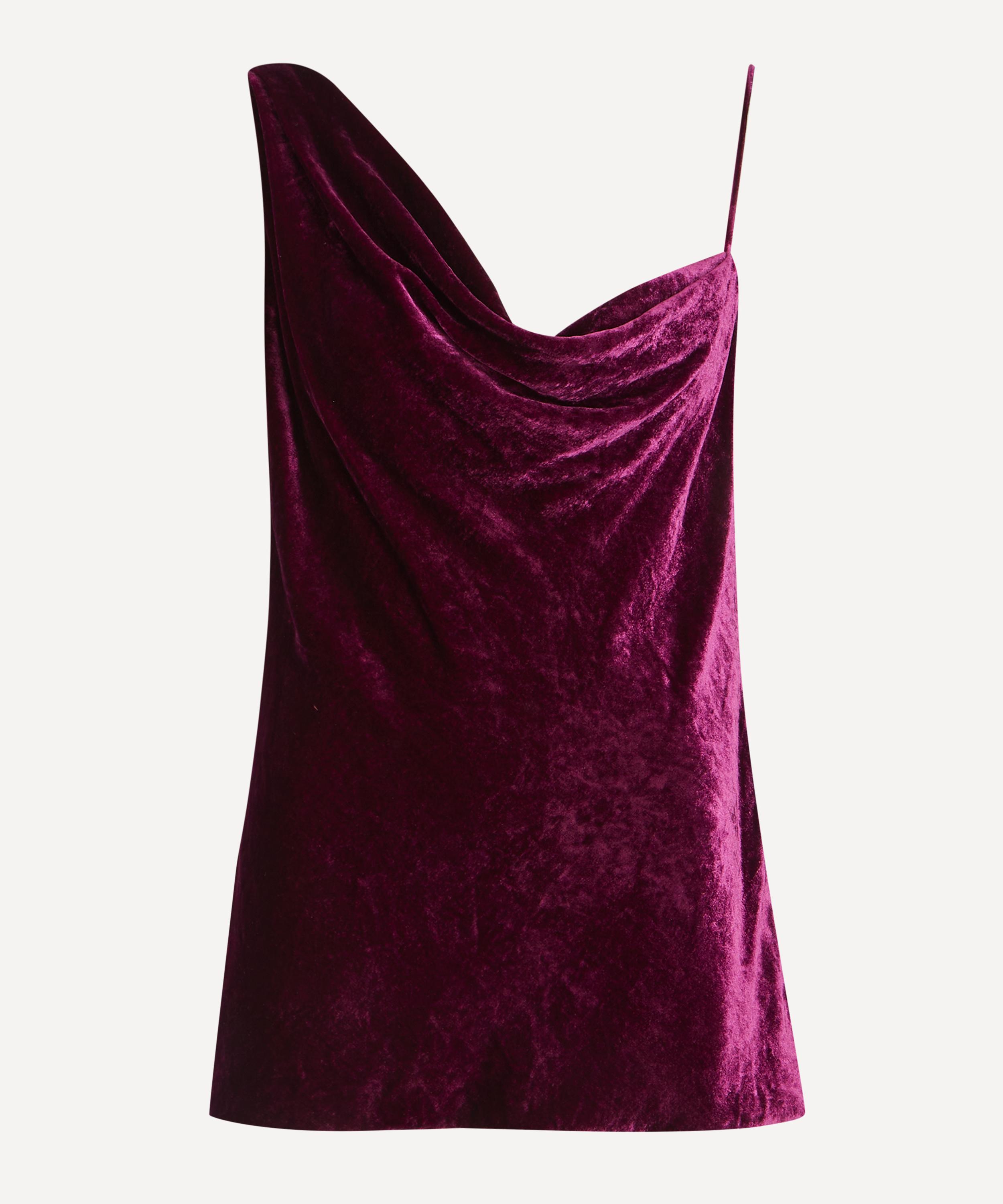 Dries Van Noten - Violet Silk-Velvet Slip Top image number 0
