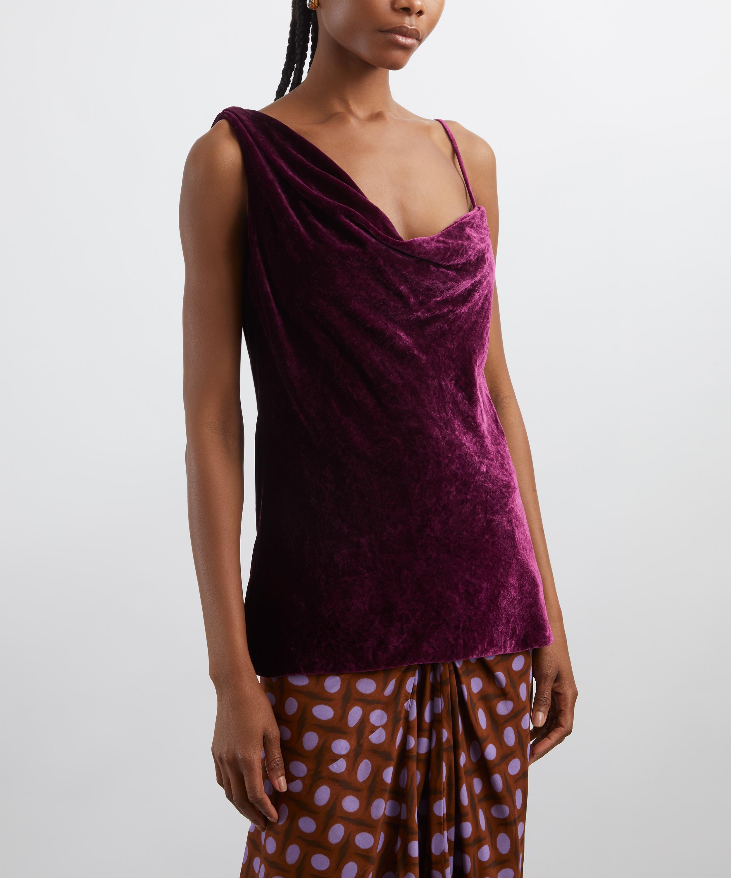 Dries Van Noten - Violet Silk-Velvet Slip Top image number 2
