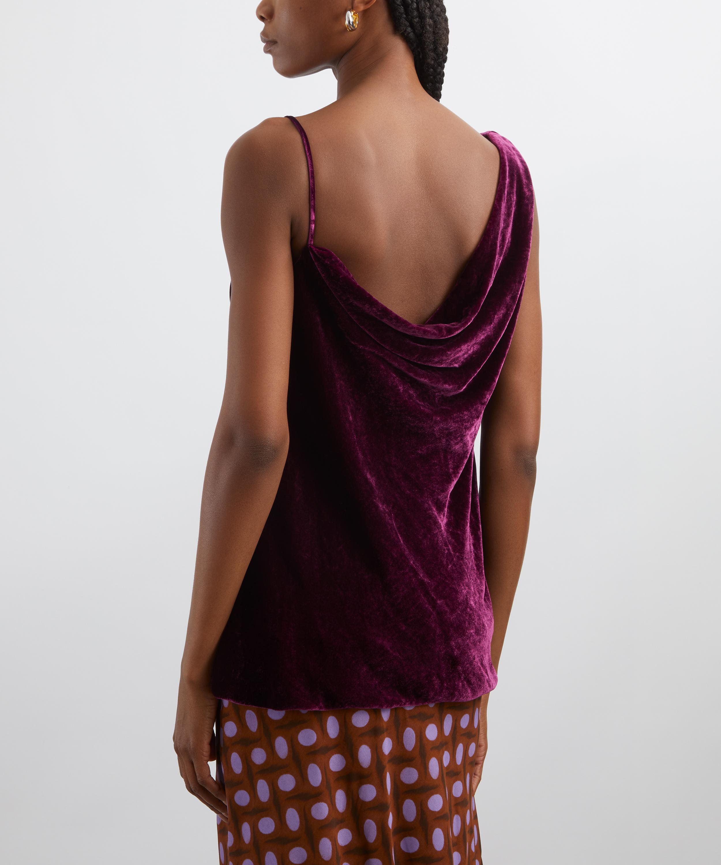 Dries Van Noten - Violet Silk-Velvet Slip Top image number 3