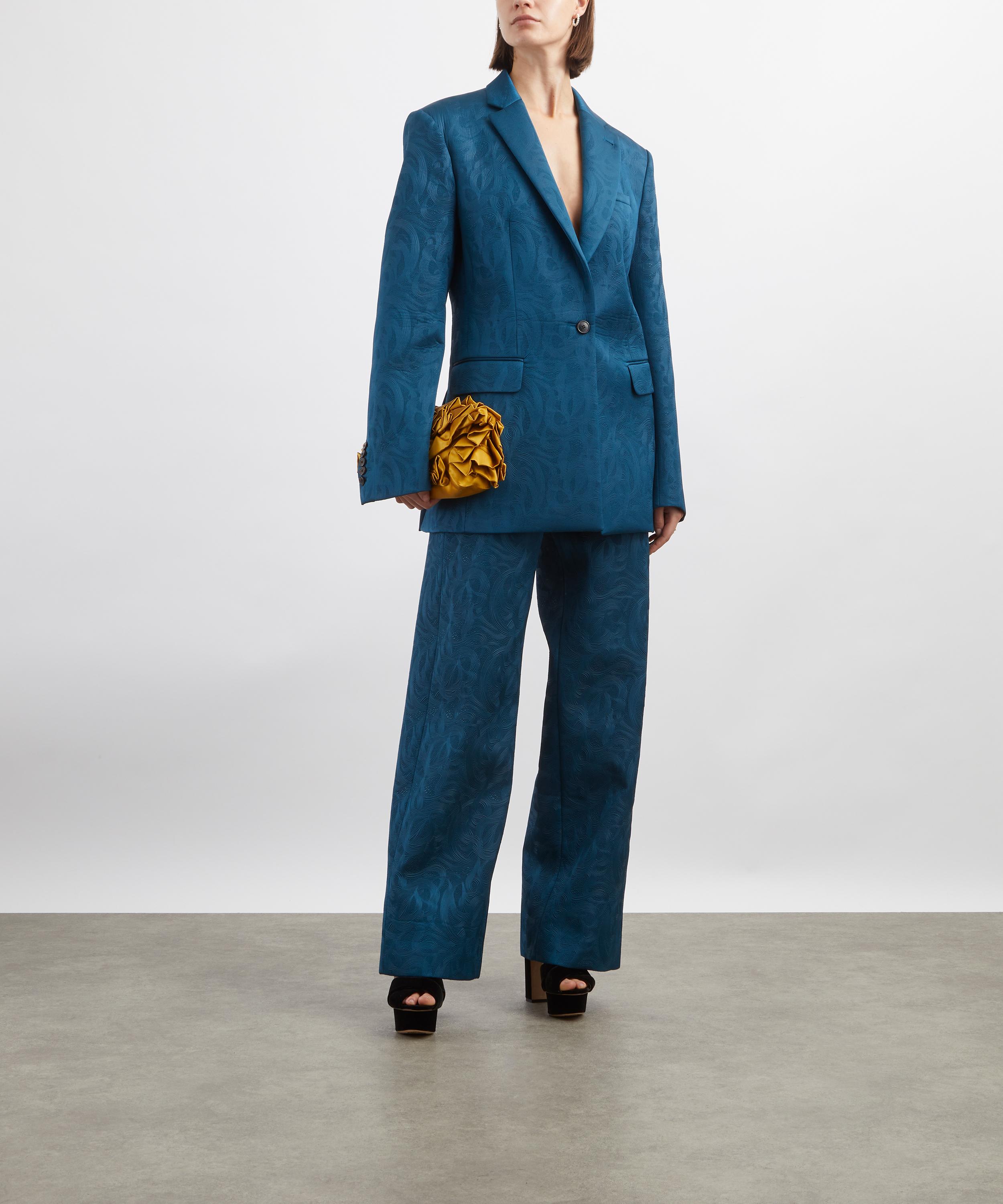 Dries Van Noten - Petrol Oversized Jacquard Blazer image number 1