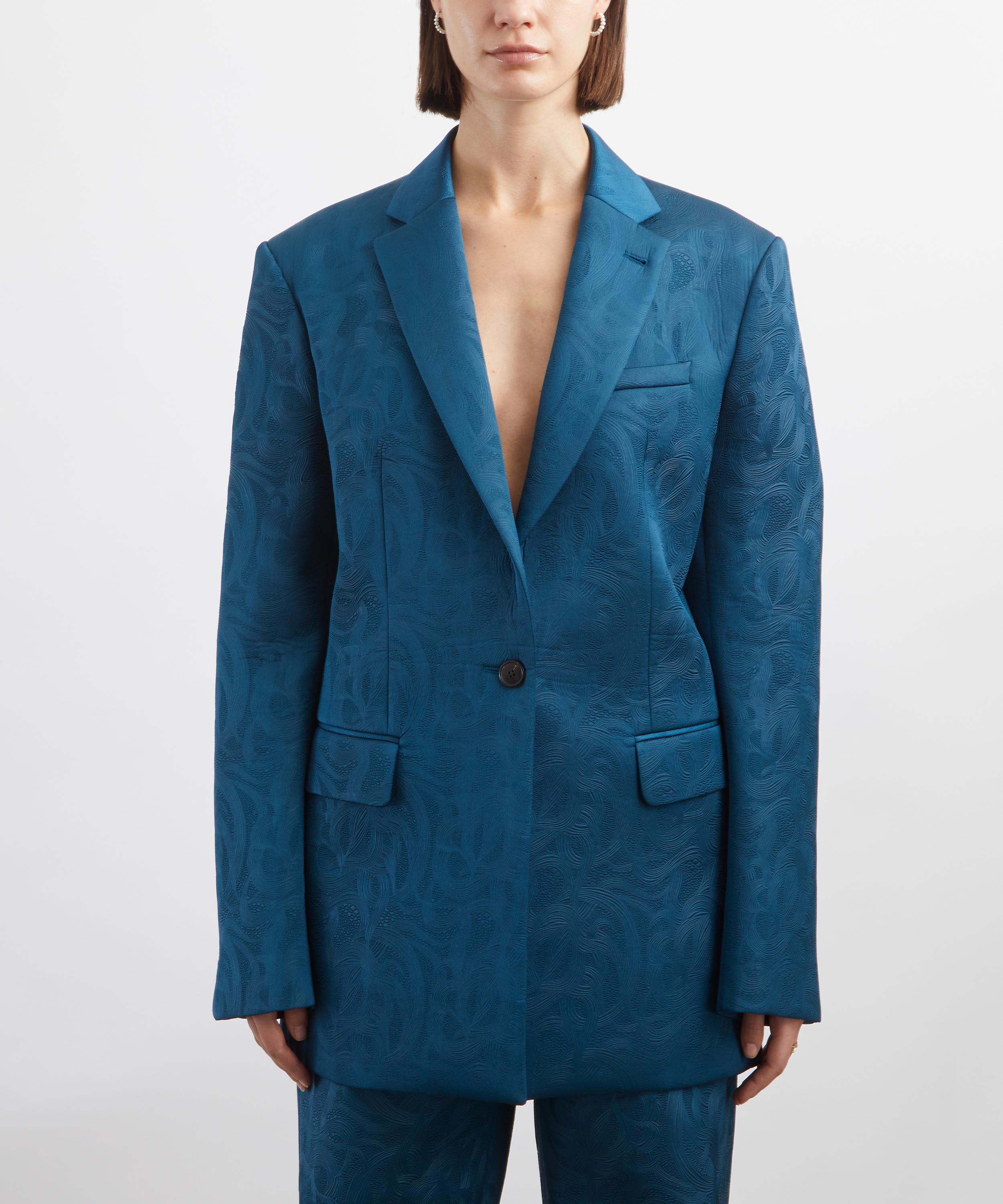 Dries Van Noten - Petrol Oversized Jacquard Blazer image number 2