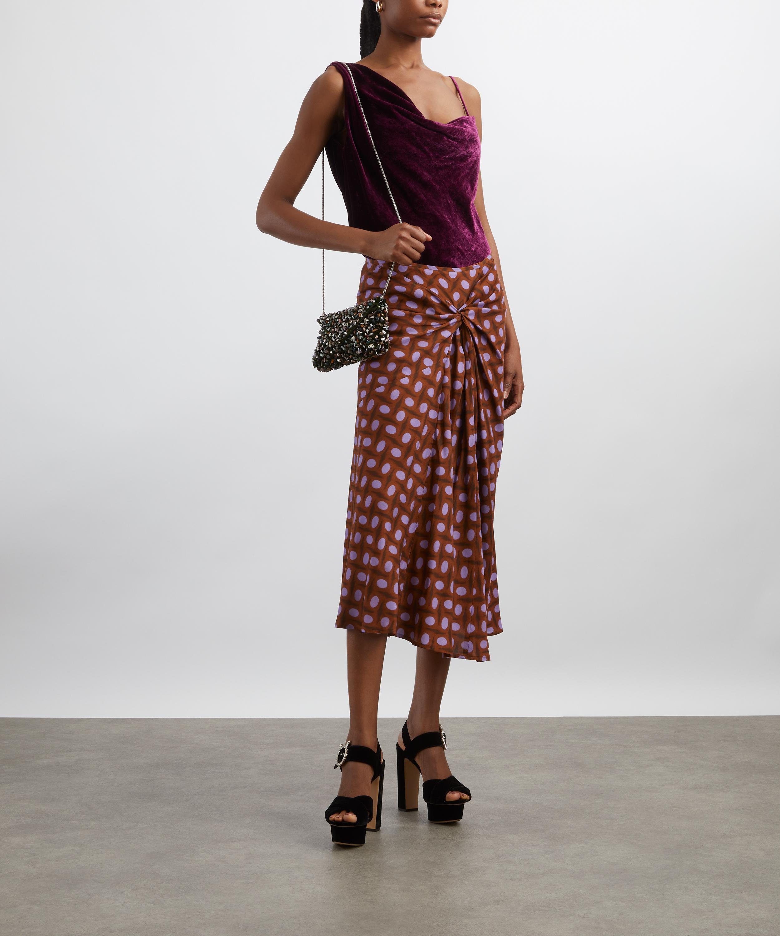 Dries Van Noten - Printed Crepe Midi Draped Skirt image number 1