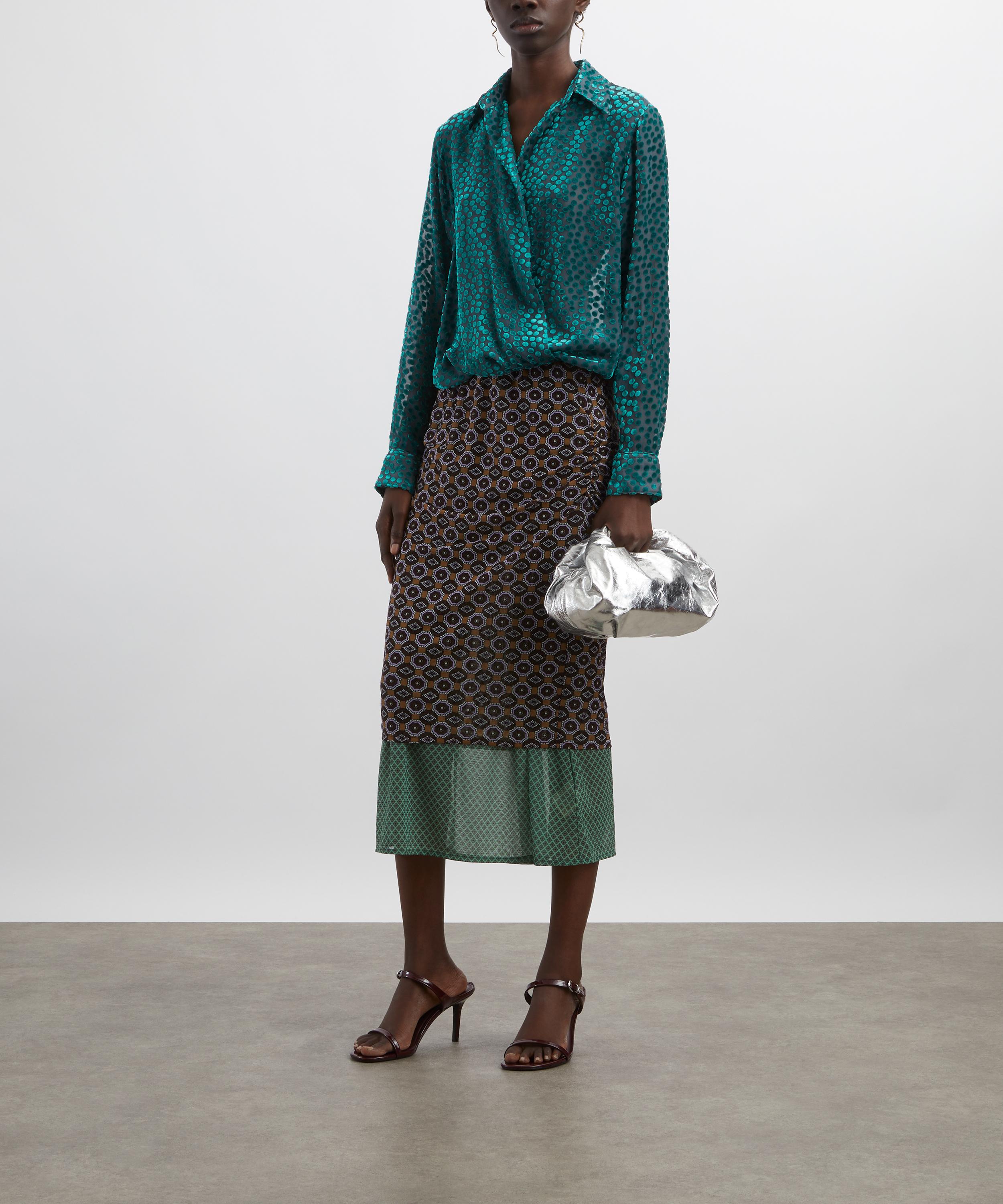 Dries Van Noten - Turquoise Devoré Wrap Shirt image number 1