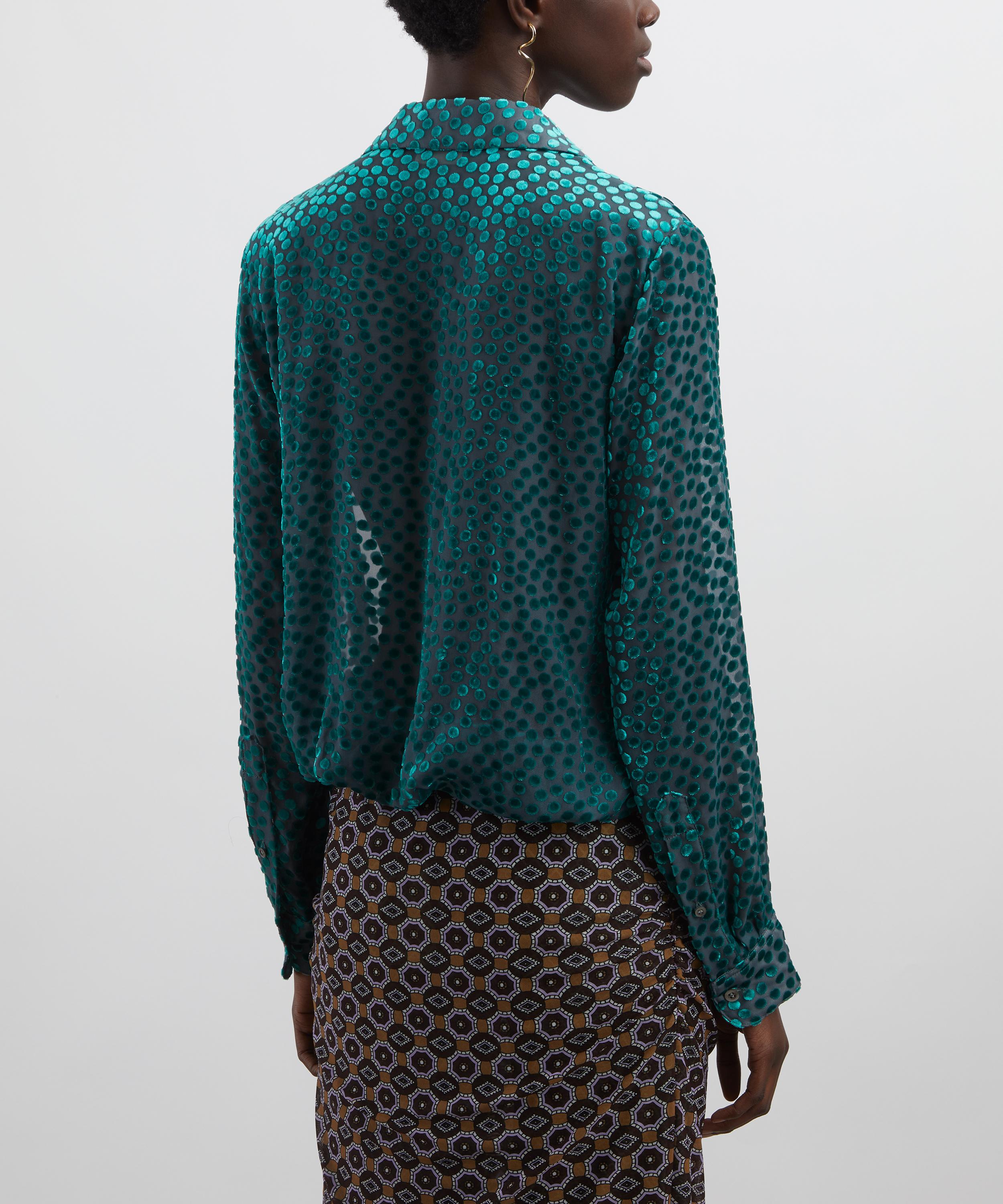 Dries Van Noten - Turquoise Devoré Wrap Shirt image number 3