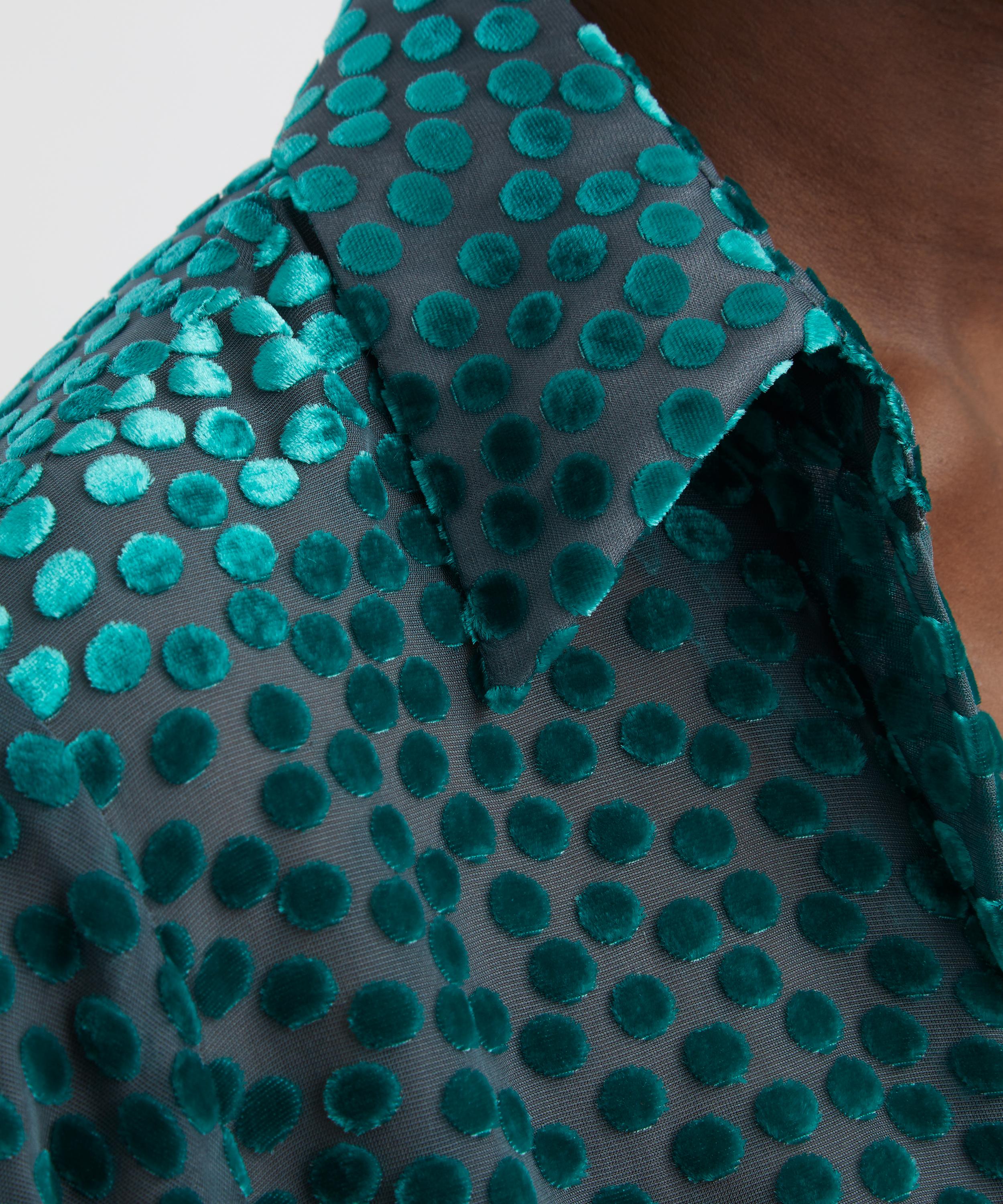 Dries Van Noten - Turquoise Devoré Wrap Shirt image number 4