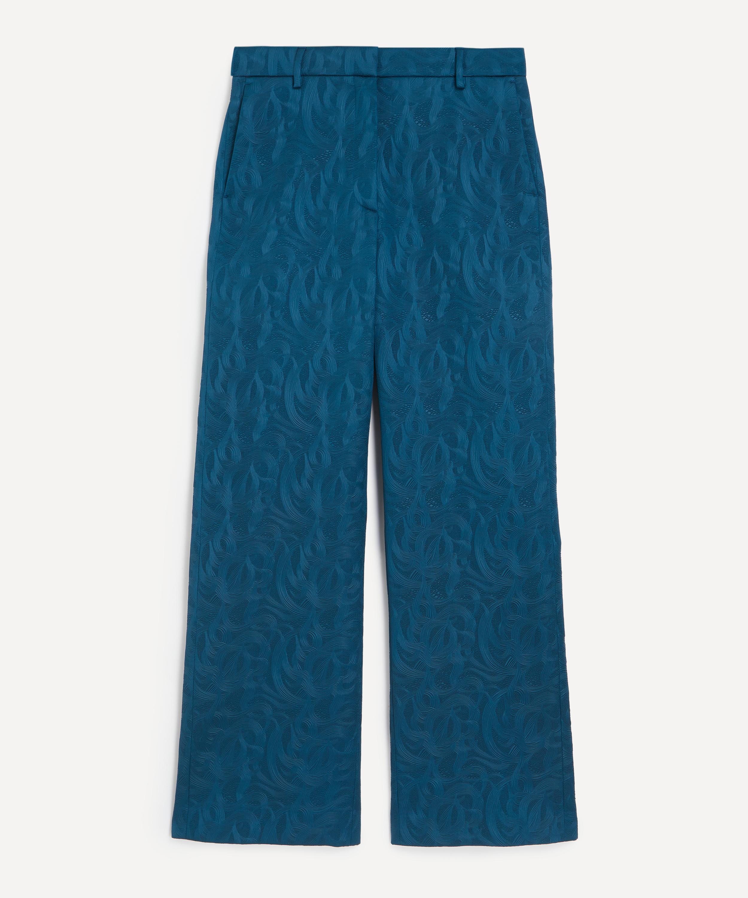 Dries Van Noten - Petrol Slouchy Jacquard Trousers image number 0