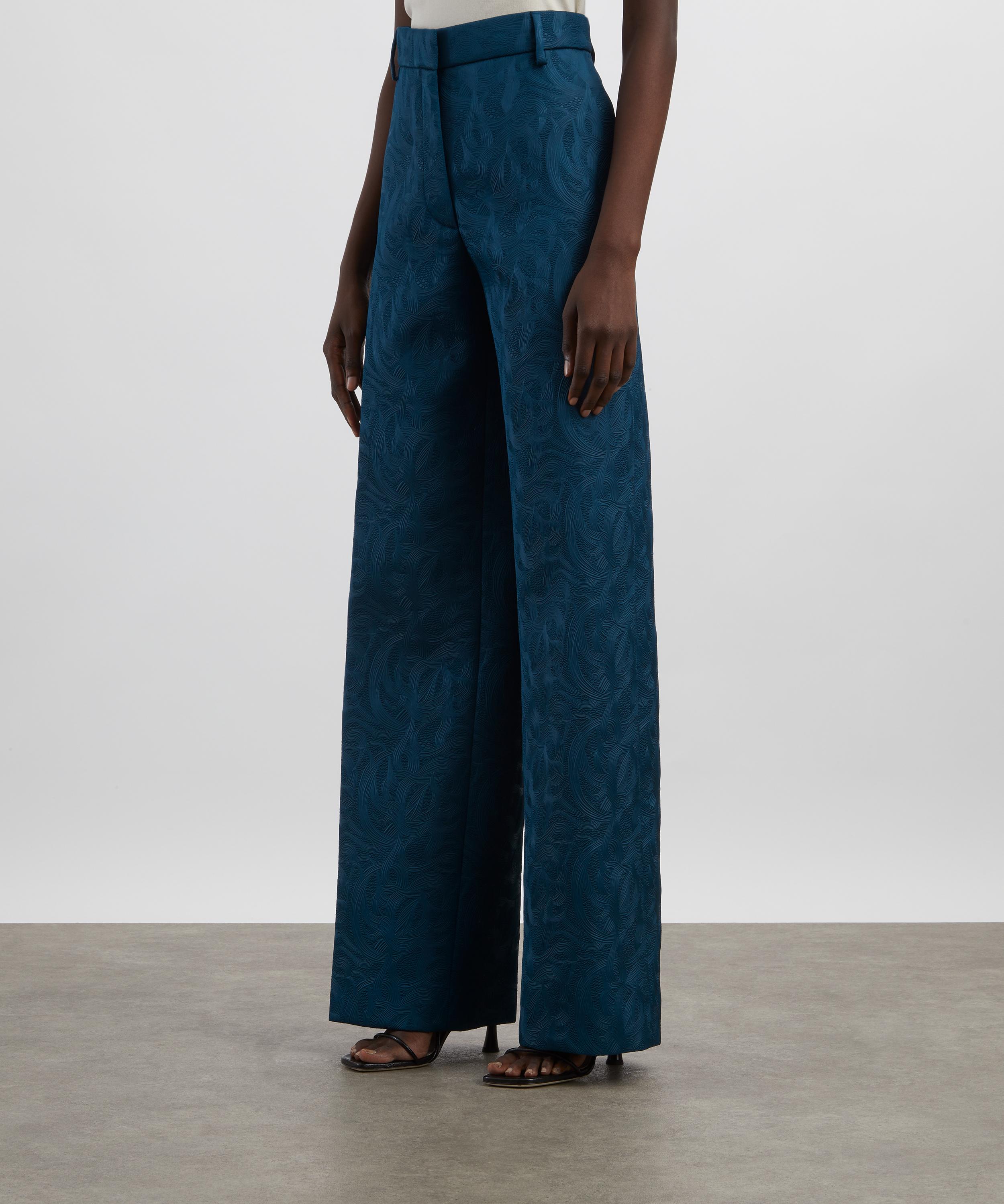 Dries Van Noten - Petrol Slouchy Jacquard Trousers image number 2