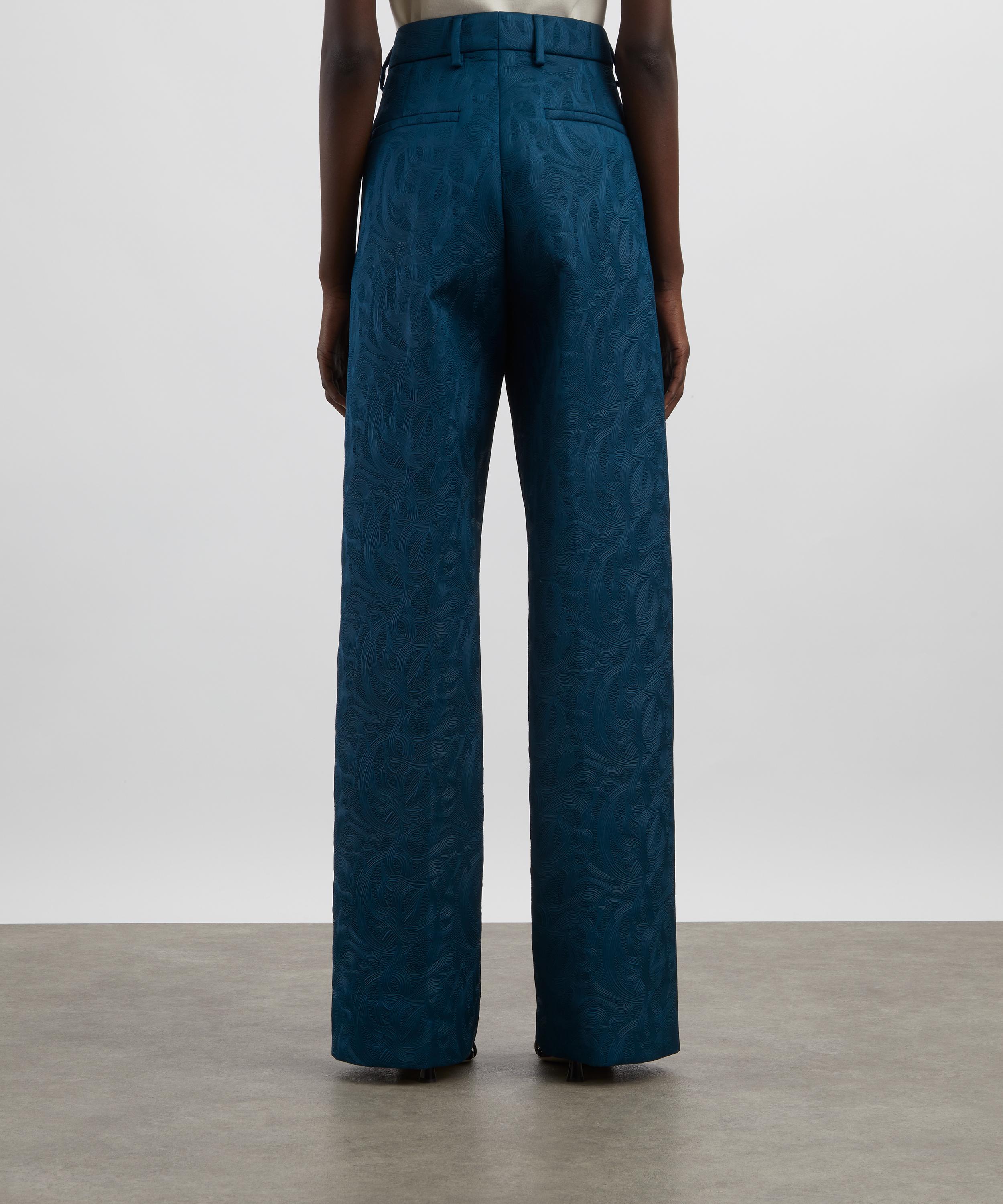 Dries Van Noten - Petrol Slouchy Jacquard Trousers image number 3