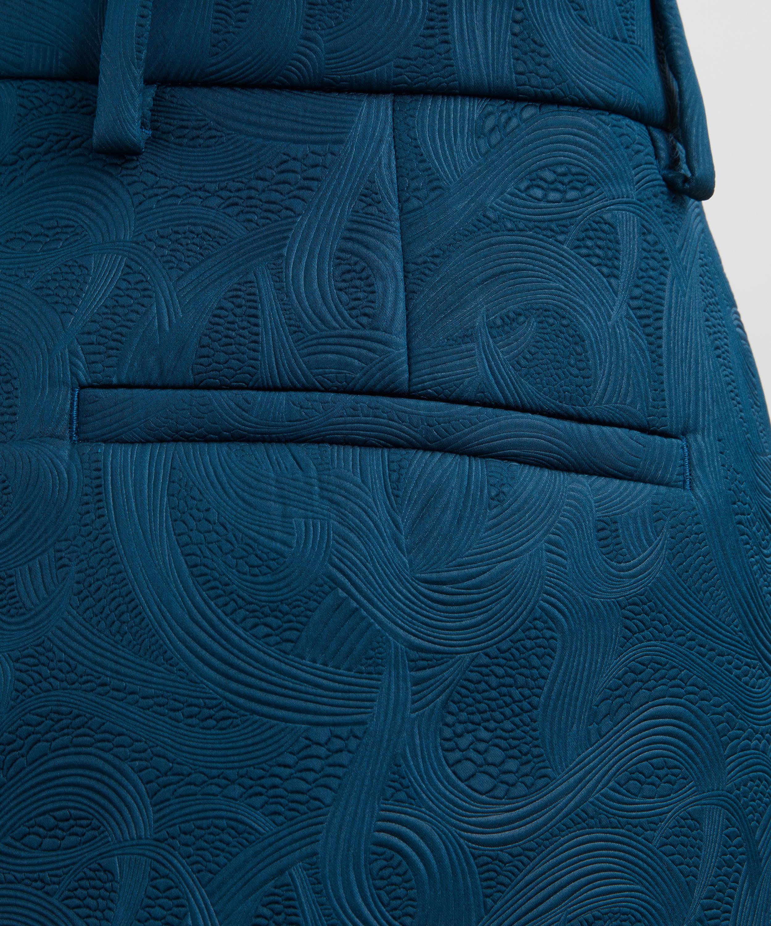 Dries Van Noten - Petrol Slouchy Jacquard Trousers image number 4