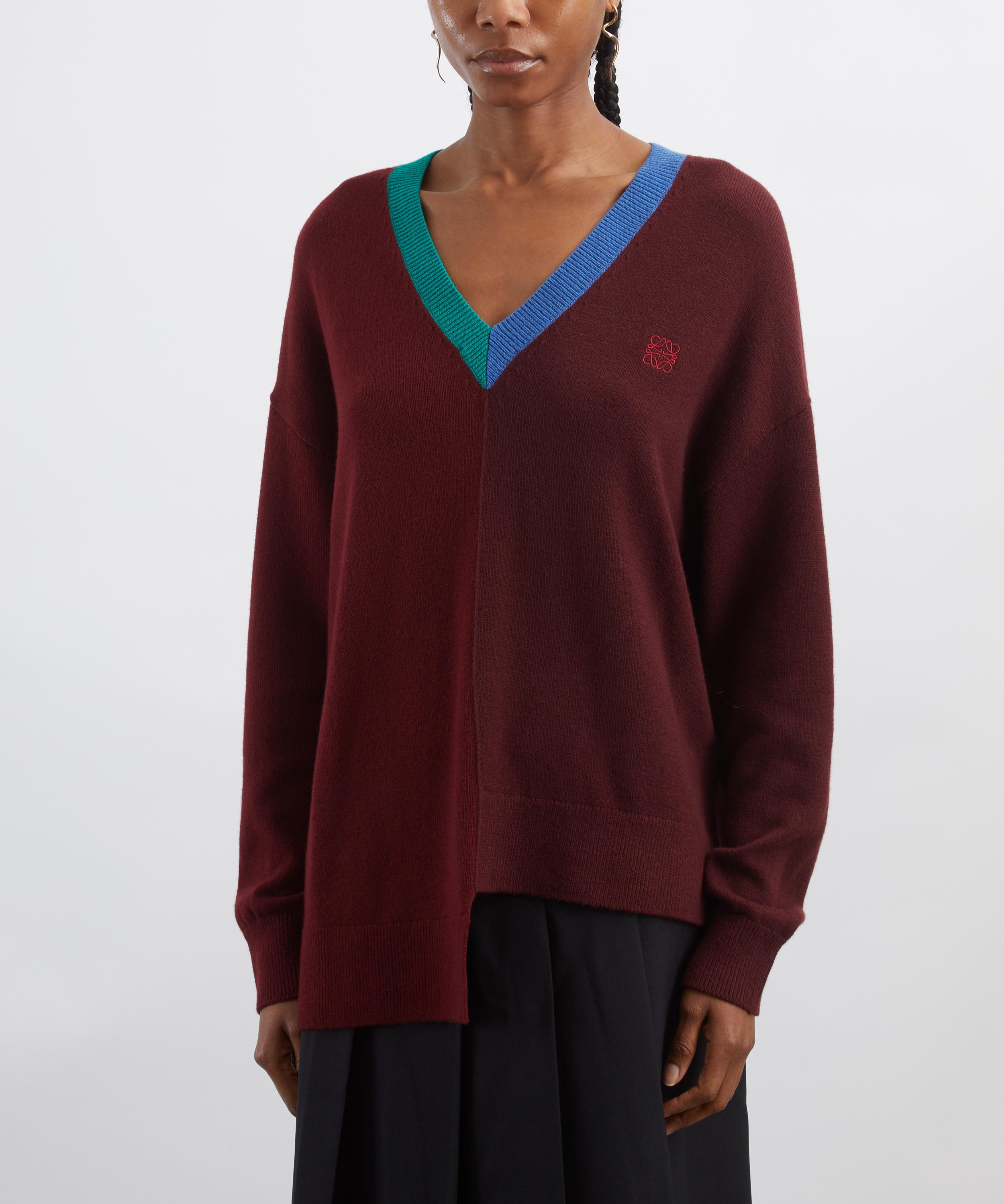 Loewe - Asymmetric Wool V-Neck Jumper image number 2