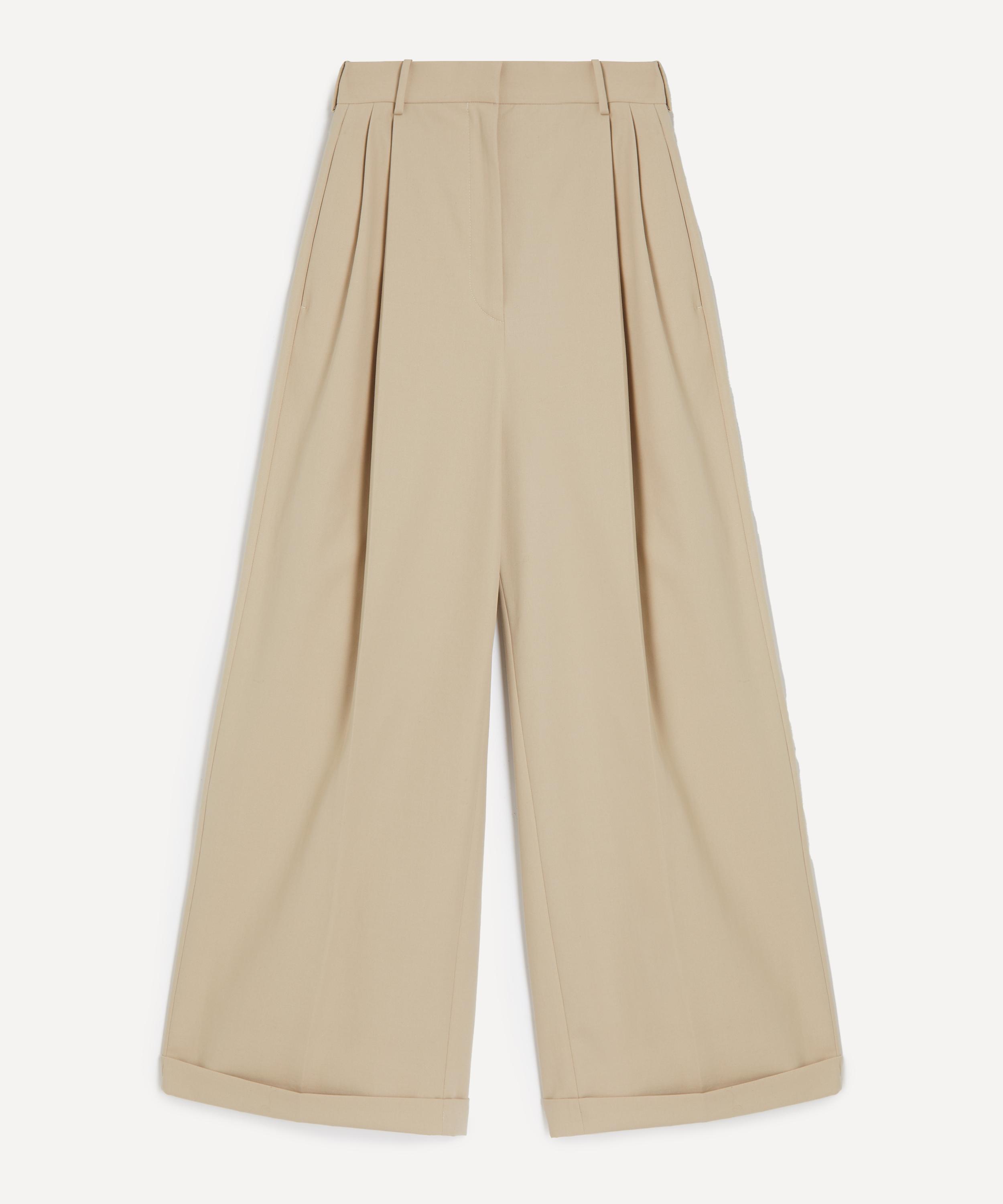 Loewe - Beige Cotton Gabardine Wide-Leg Trousers