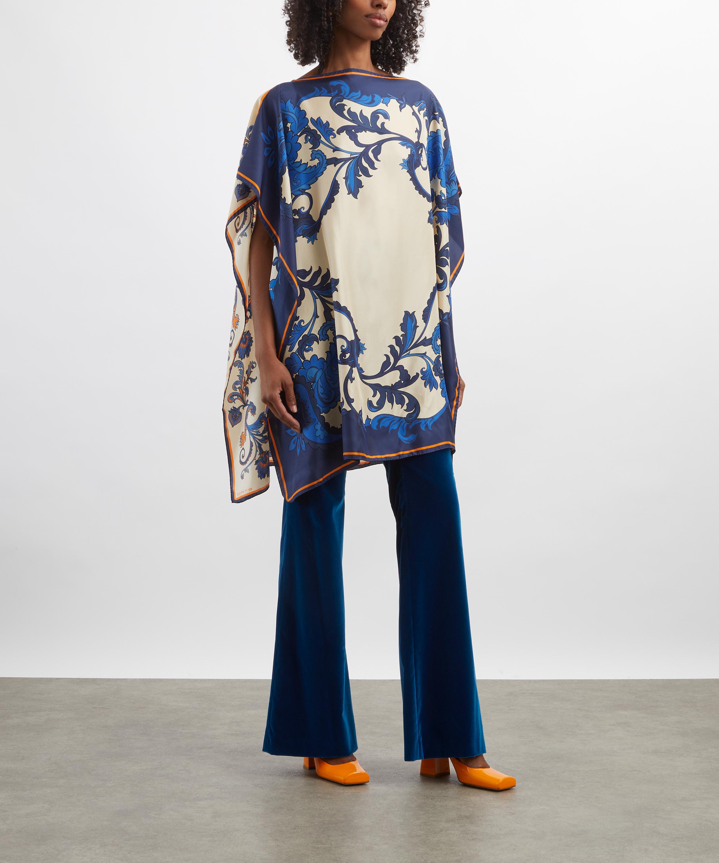 Etro - Print Asymmetric Silk Poncho image number 1