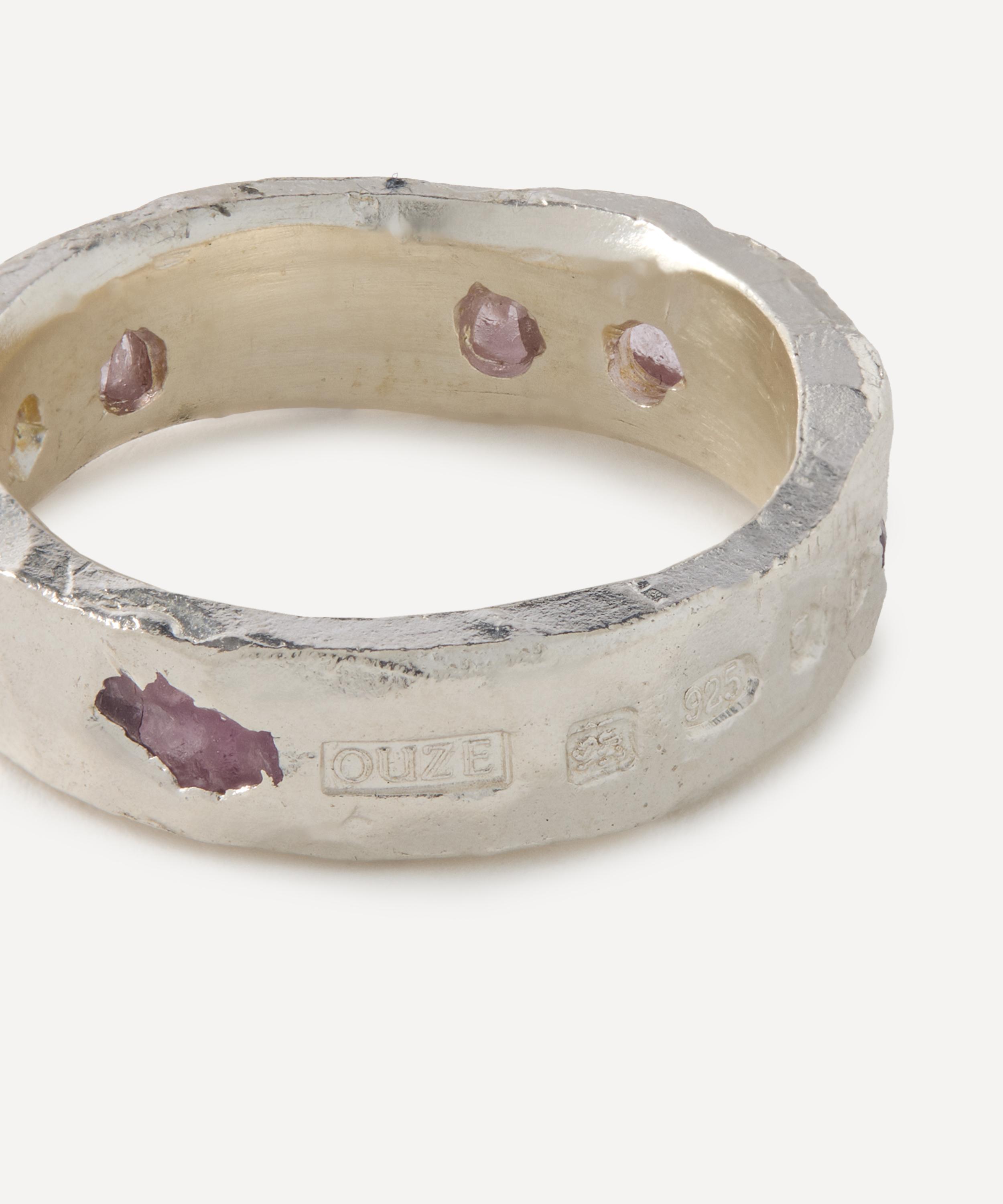 The Ouze - Sterling Silver Raw Pink Sapphire Scatter Band Ring image number 1