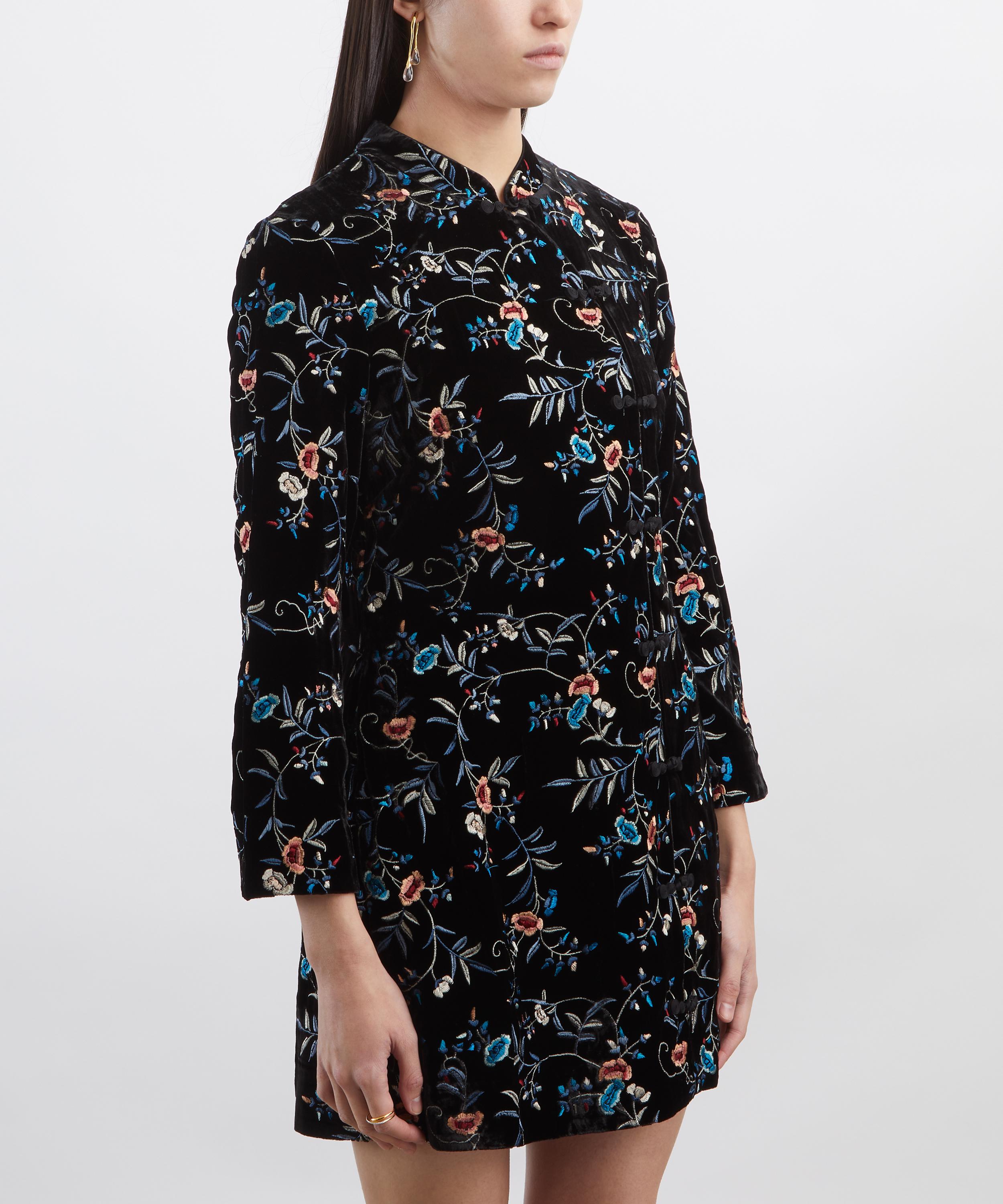 RIXO - Delphina Botanical Embroidery Velvet Mini Dress image number 2